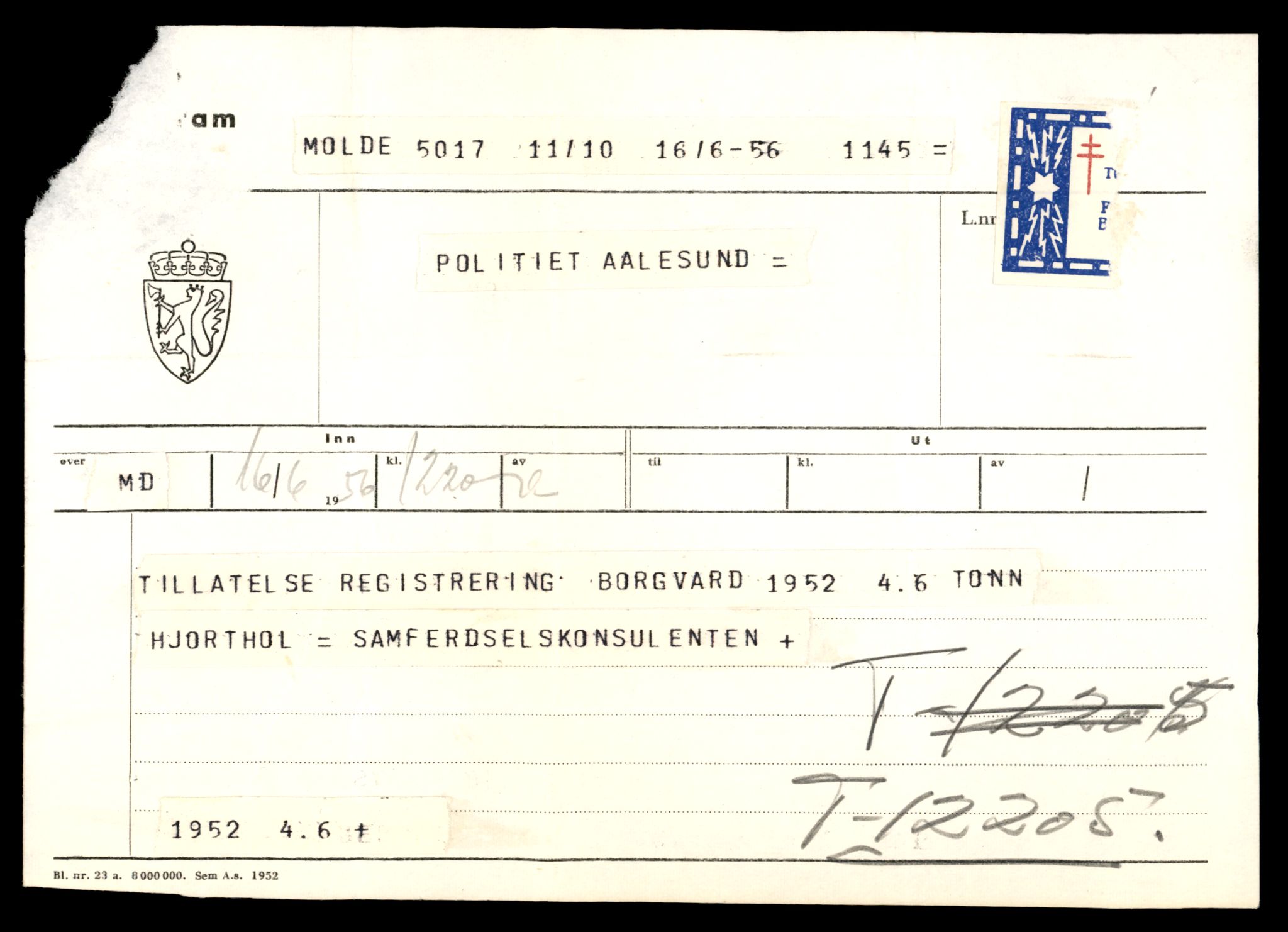 Møre og Romsdal vegkontor - Ålesund trafikkstasjon, AV/SAT-A-4099/F/Fe/L0033: Registreringskort for kjøretøy T 12151 - T 12474, 1927-1998, p. 1407