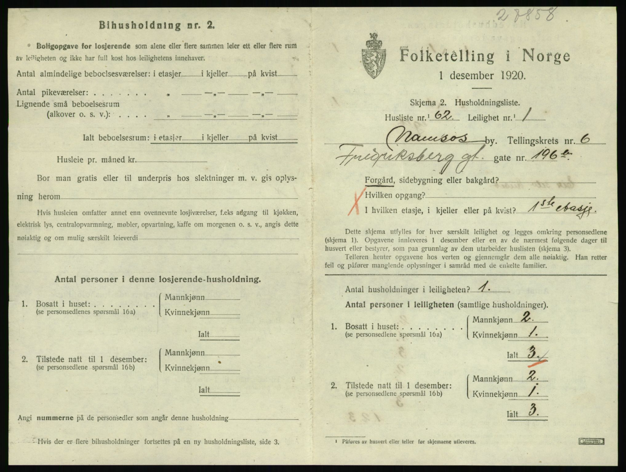 SAT, 1920 census for Namsos, 1920, p. 2013