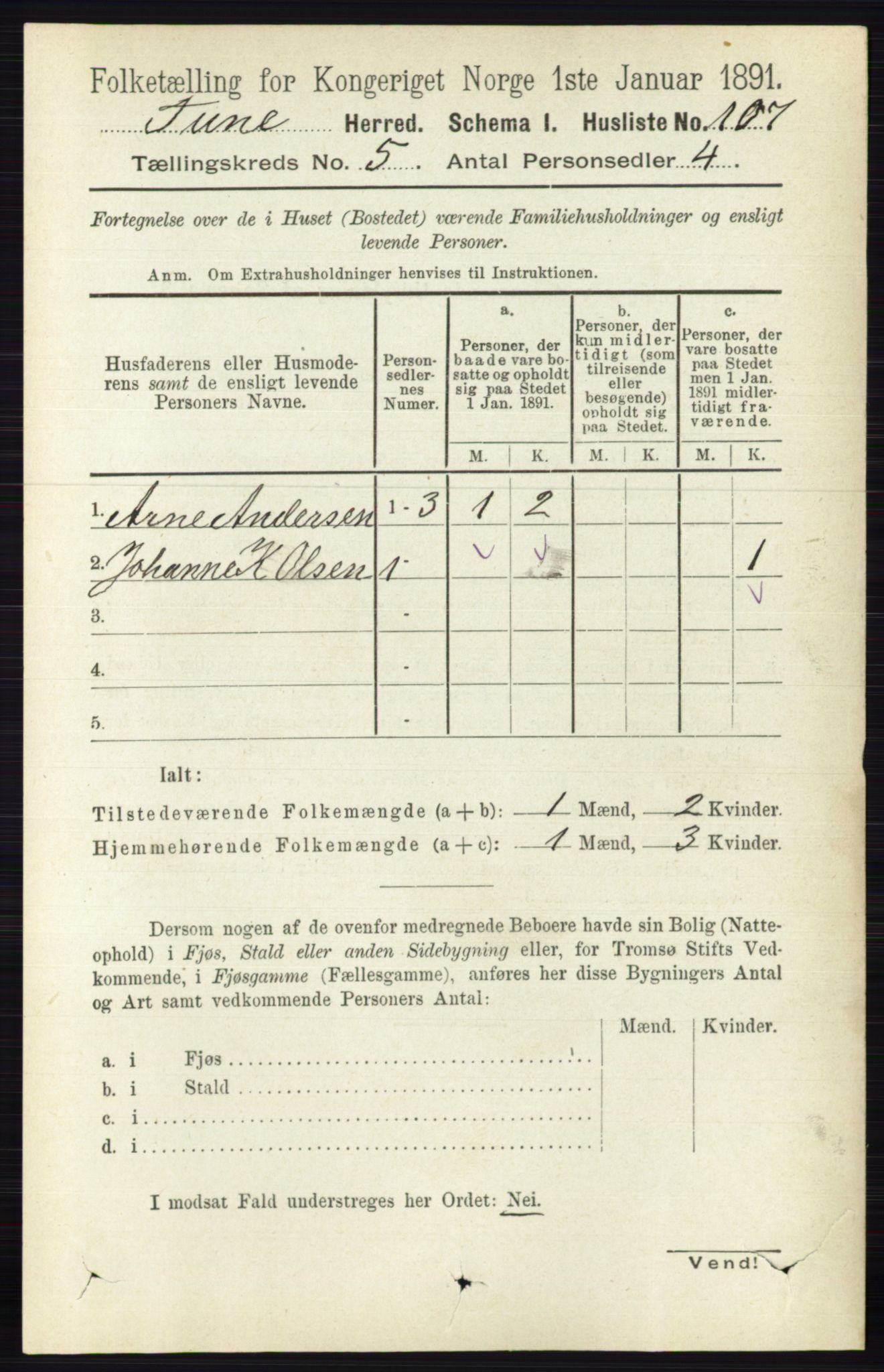 RA, 1891 census for 0130 Tune, 1891, p. 3268