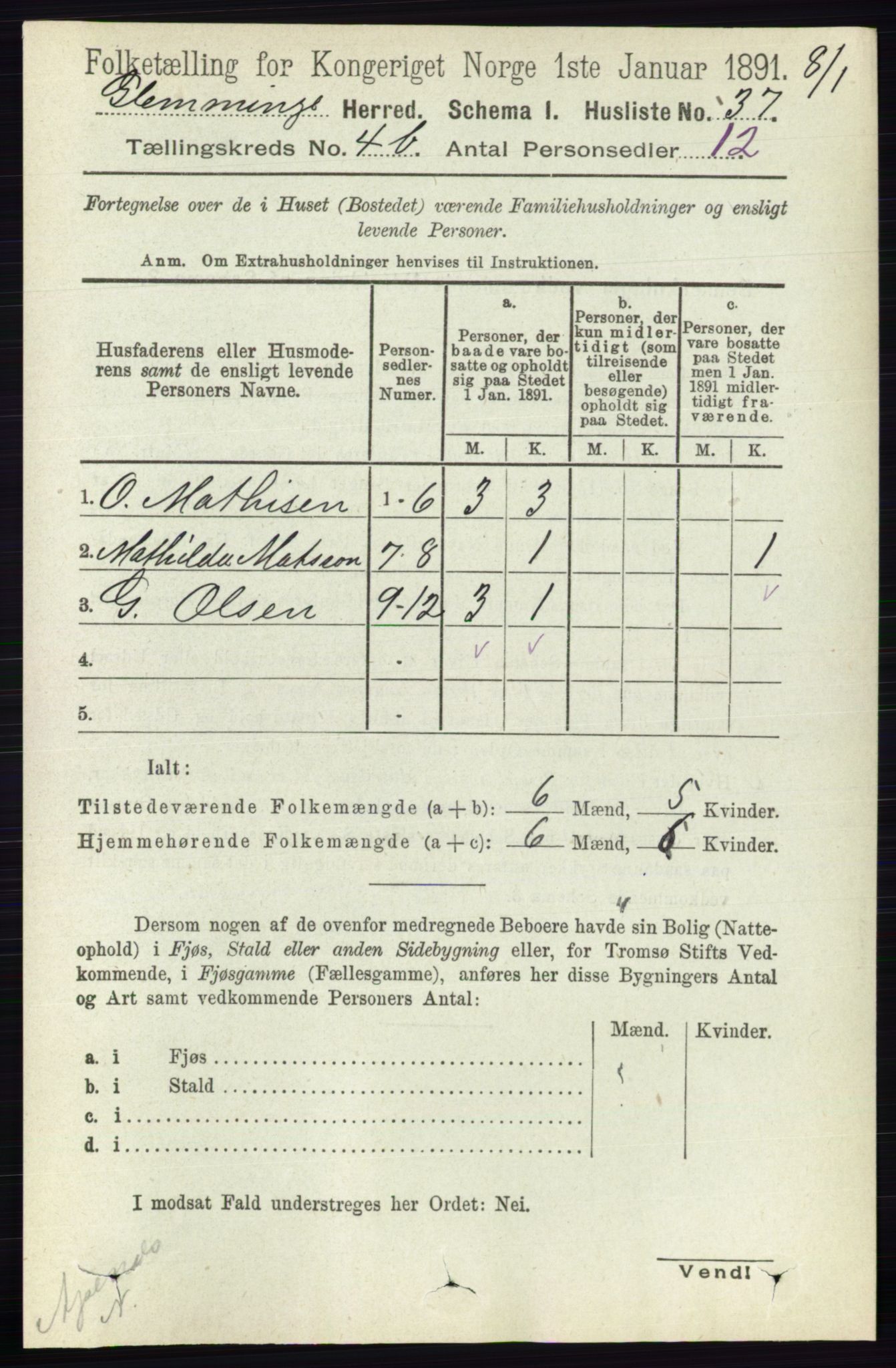 RA, 1891 census for 0132 Glemmen, 1891, p. 4771
