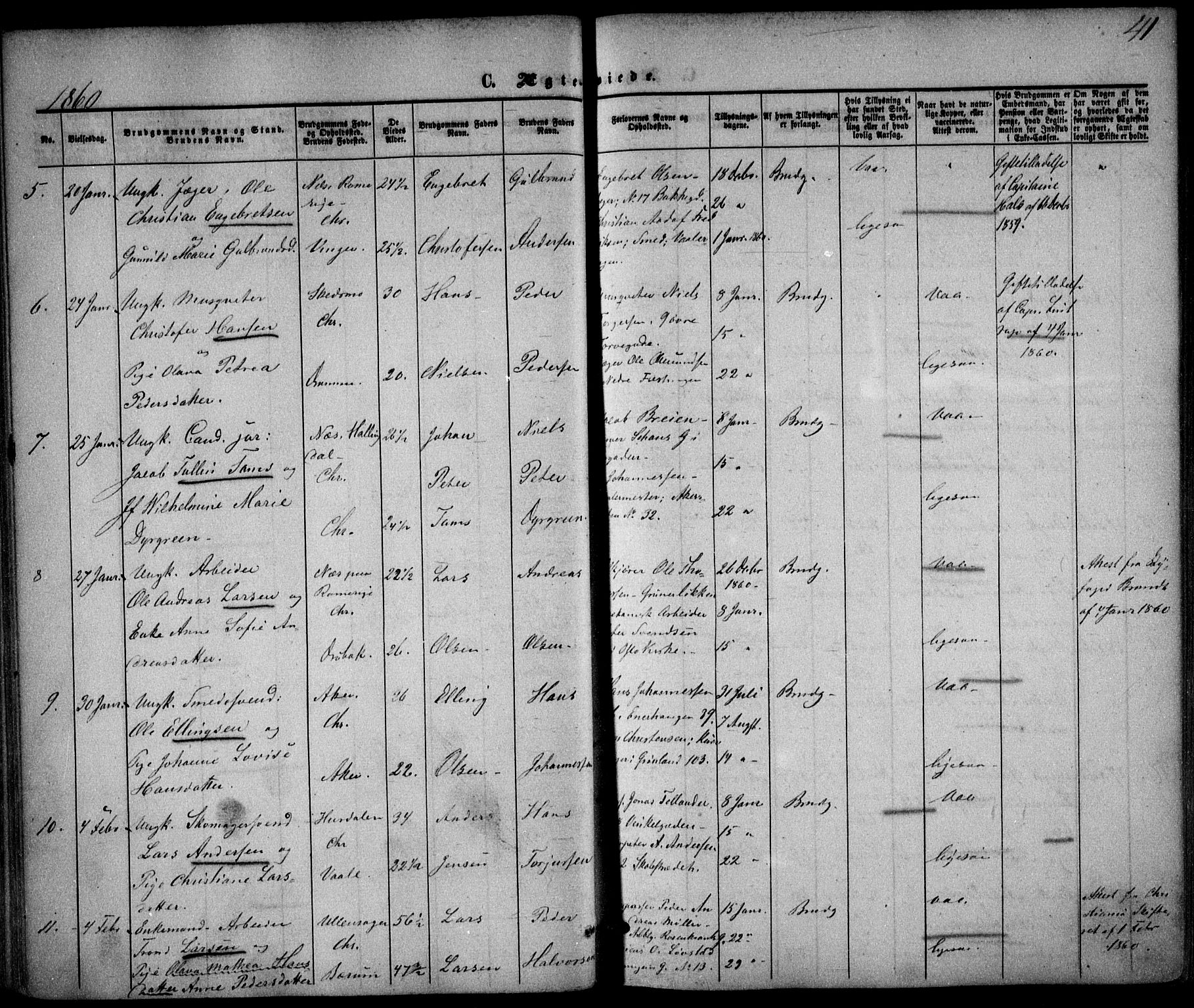 Trefoldighet prestekontor Kirkebøker, AV/SAO-A-10882/F/Fc/L0001: Parish register (official) no. III 1, 1858-1874, p. 41