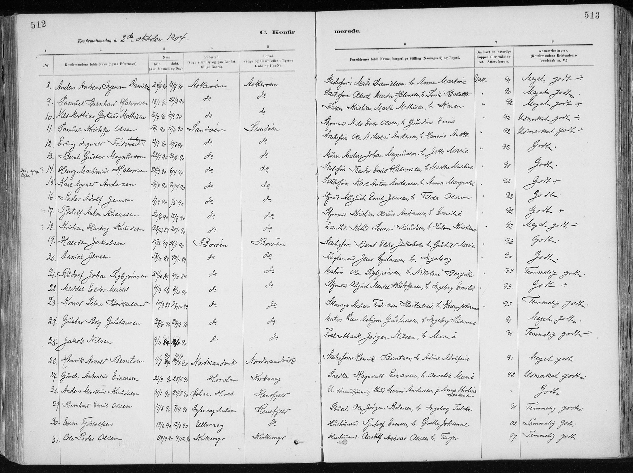 Dypvåg sokneprestkontor, AV/SAK-1111-0007/F/Fa/Faa/L0008: Parish register (official) no. A 8, 1885-1906, p. 512-513