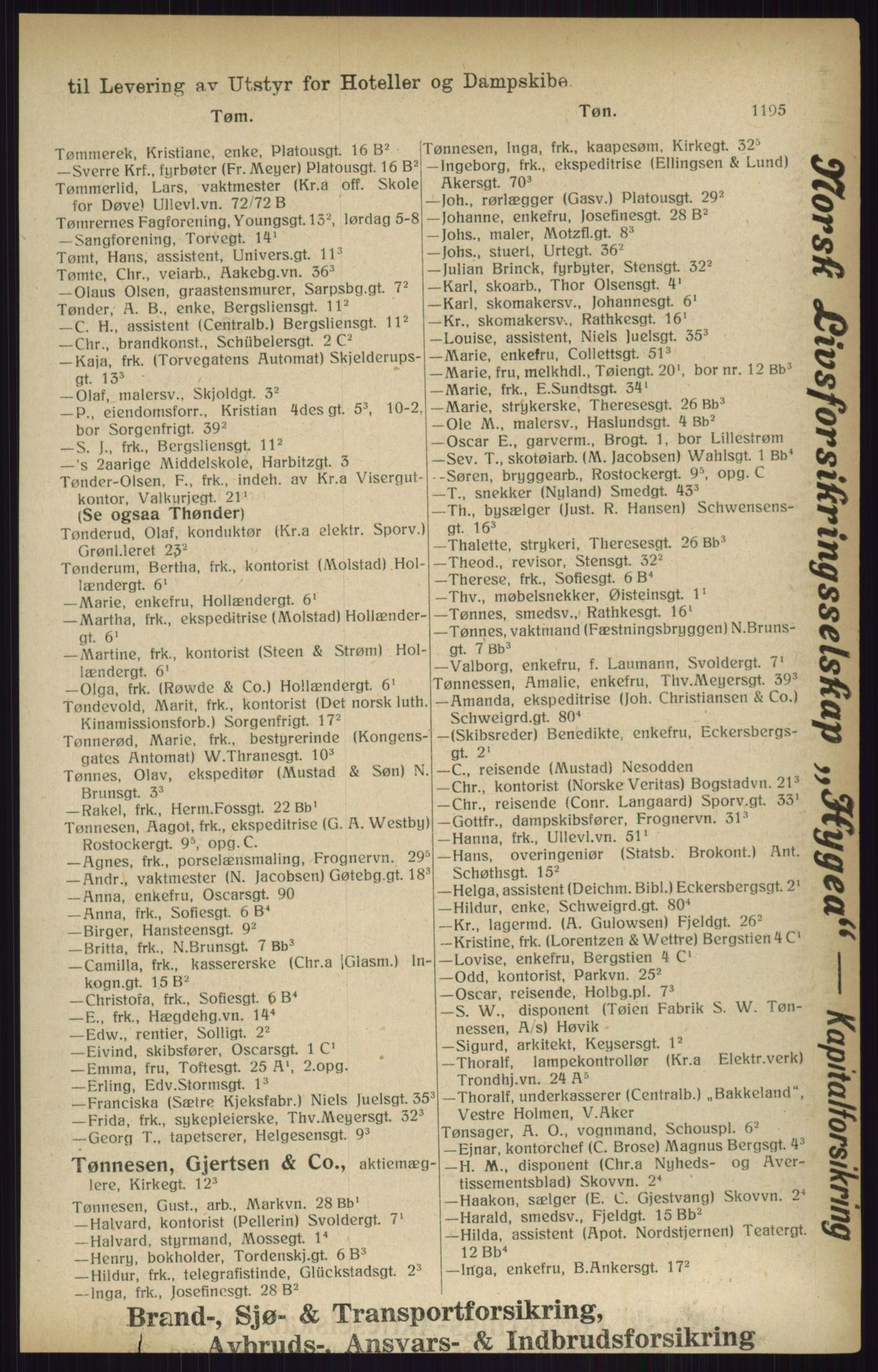 Kristiania/Oslo adressebok, PUBL/-, 1916, p. 1195
