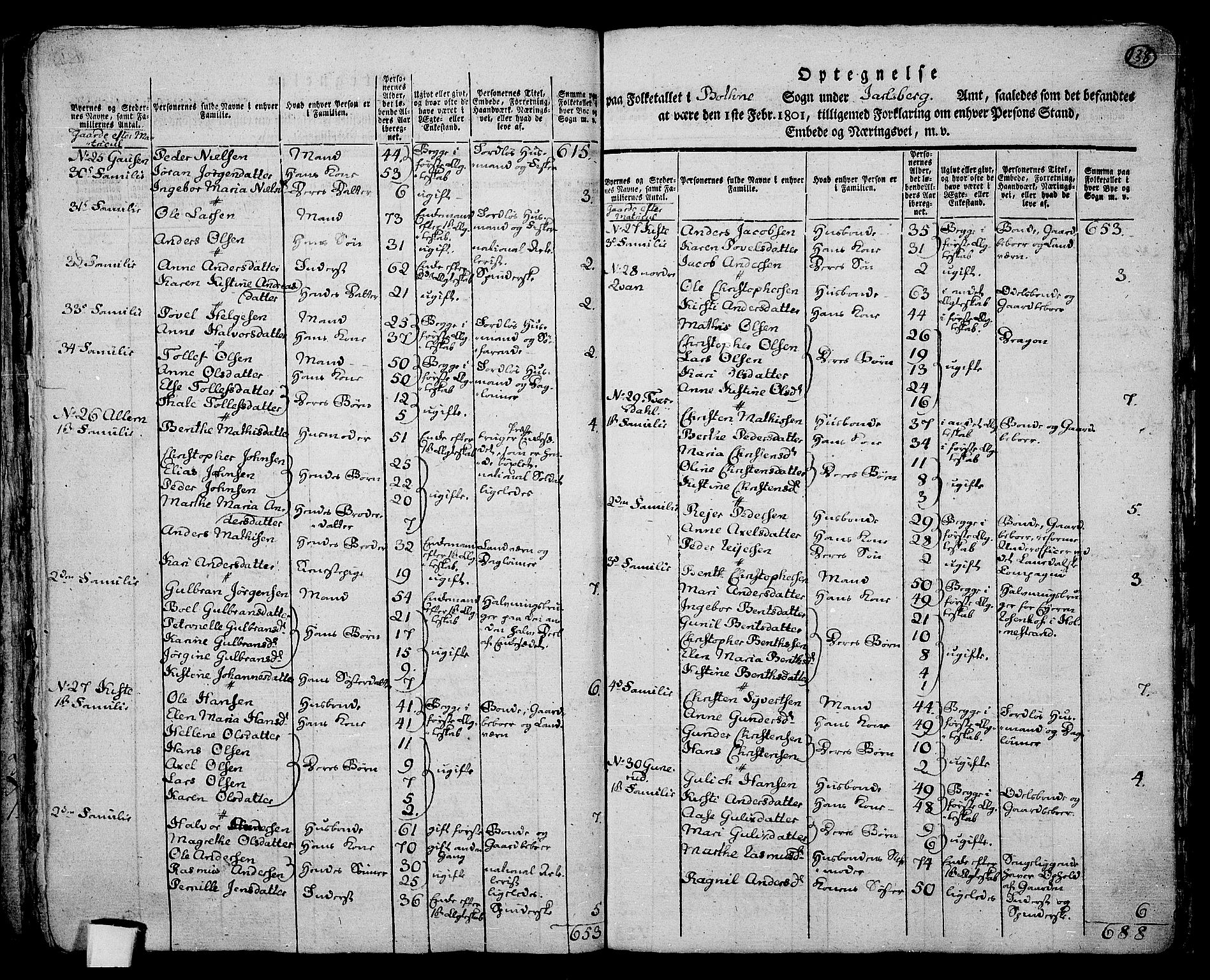 RA, 1801 census for 0715P Botne, 1801, p. 137b-138a