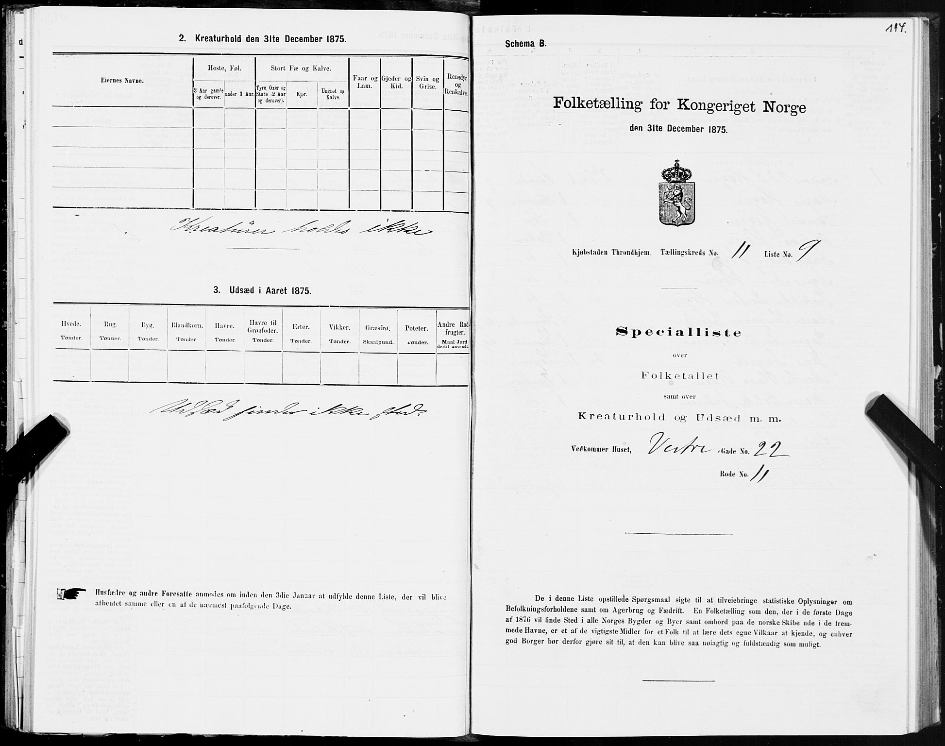 SAT, 1875 census for 1601 Trondheim, 1875, p. 6114