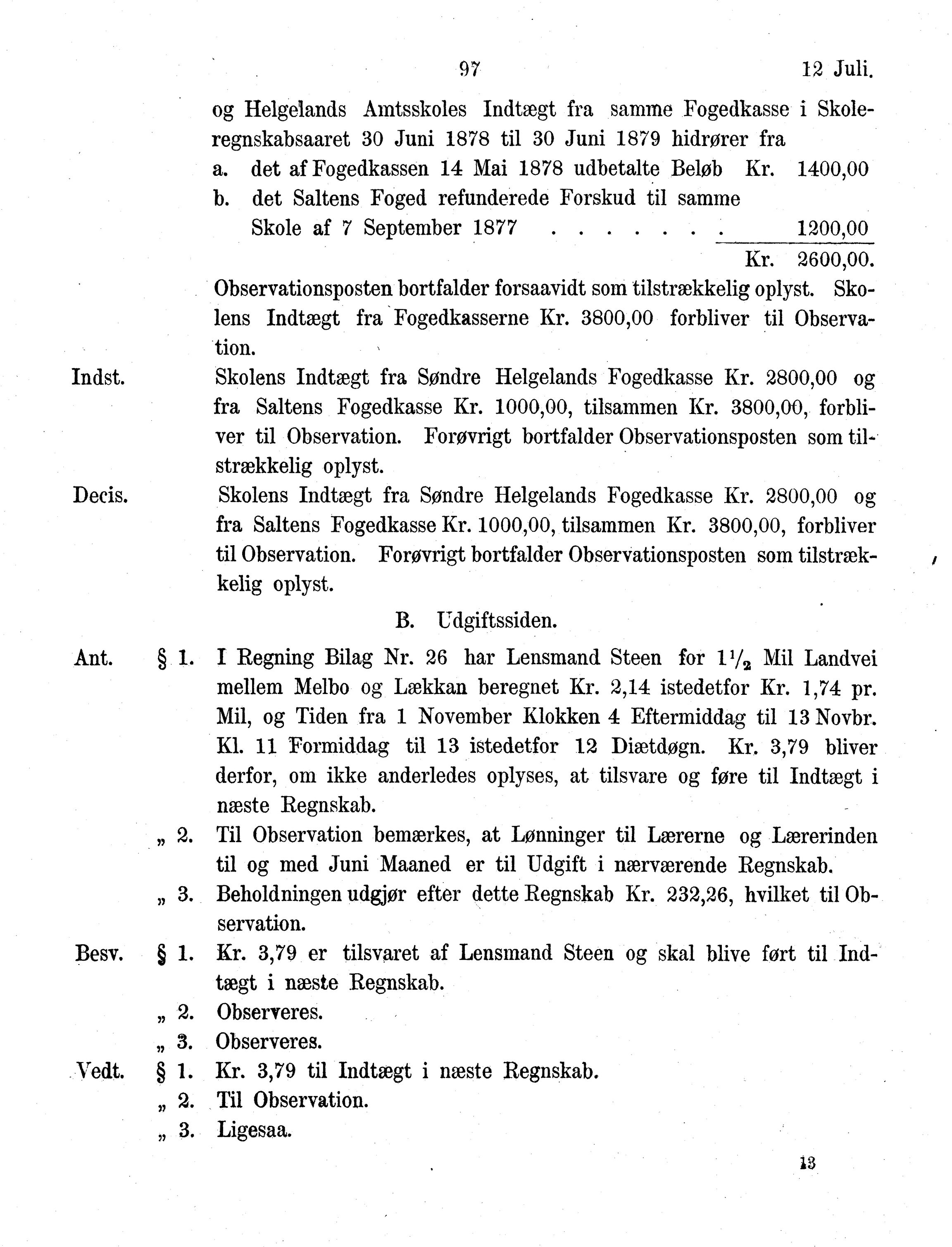 Nordland Fylkeskommune. Fylkestinget, AIN/NFK-17/176/A/Ac/L0013: Fylkestingsforhandlinger 1880, 1880