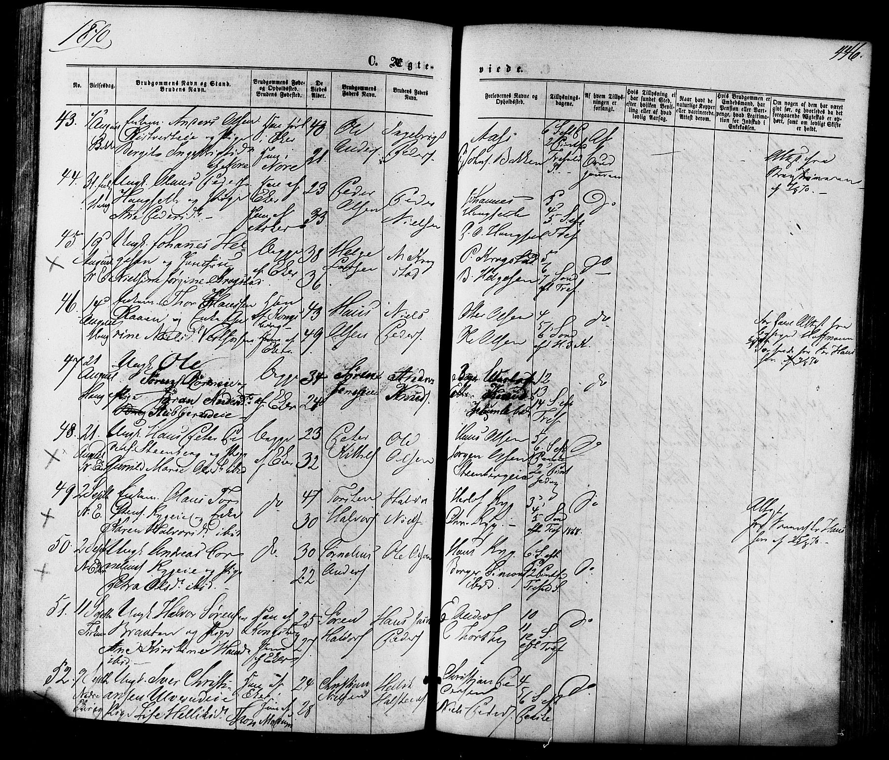 Eiker kirkebøker, AV/SAKO-A-4/F/Fa/L0017: Parish register (official) no. I 17, 1869-1877, p. 446