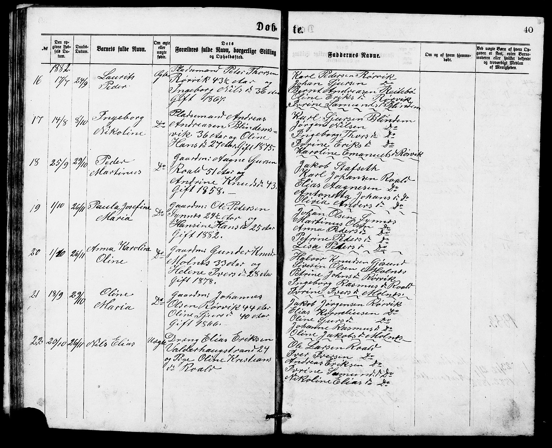 Ministerialprotokoller, klokkerbøker og fødselsregistre - Møre og Romsdal, AV/SAT-A-1454/537/L0521: Parish register (copy) no. 537C02, 1869-1888, p. 40