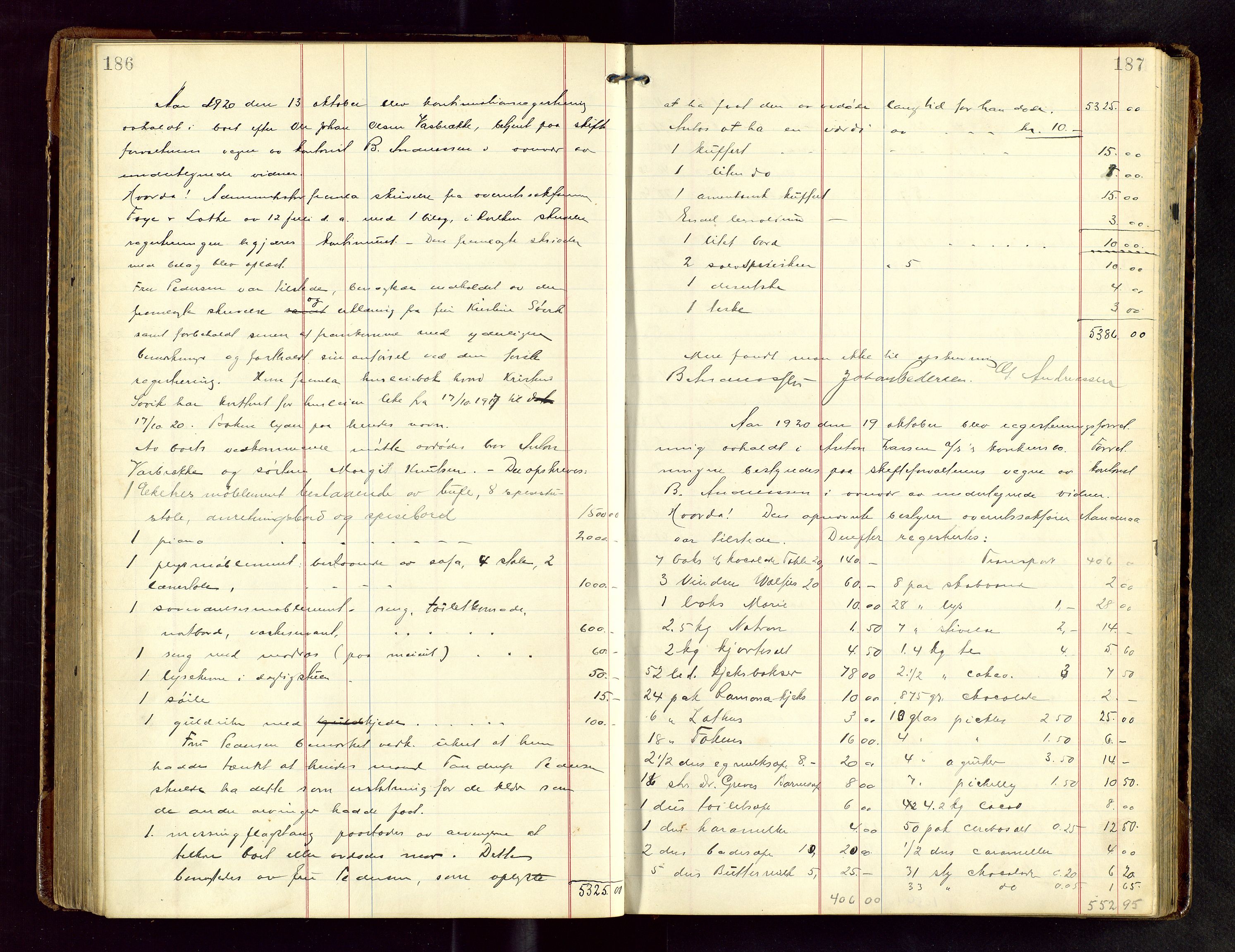 Haugesund tingrett, AV/SAST-A-101415/01/IV/IVB/L0004: Skifteregistreringsprotokoll, med register, 1914-1923, p. 186-187