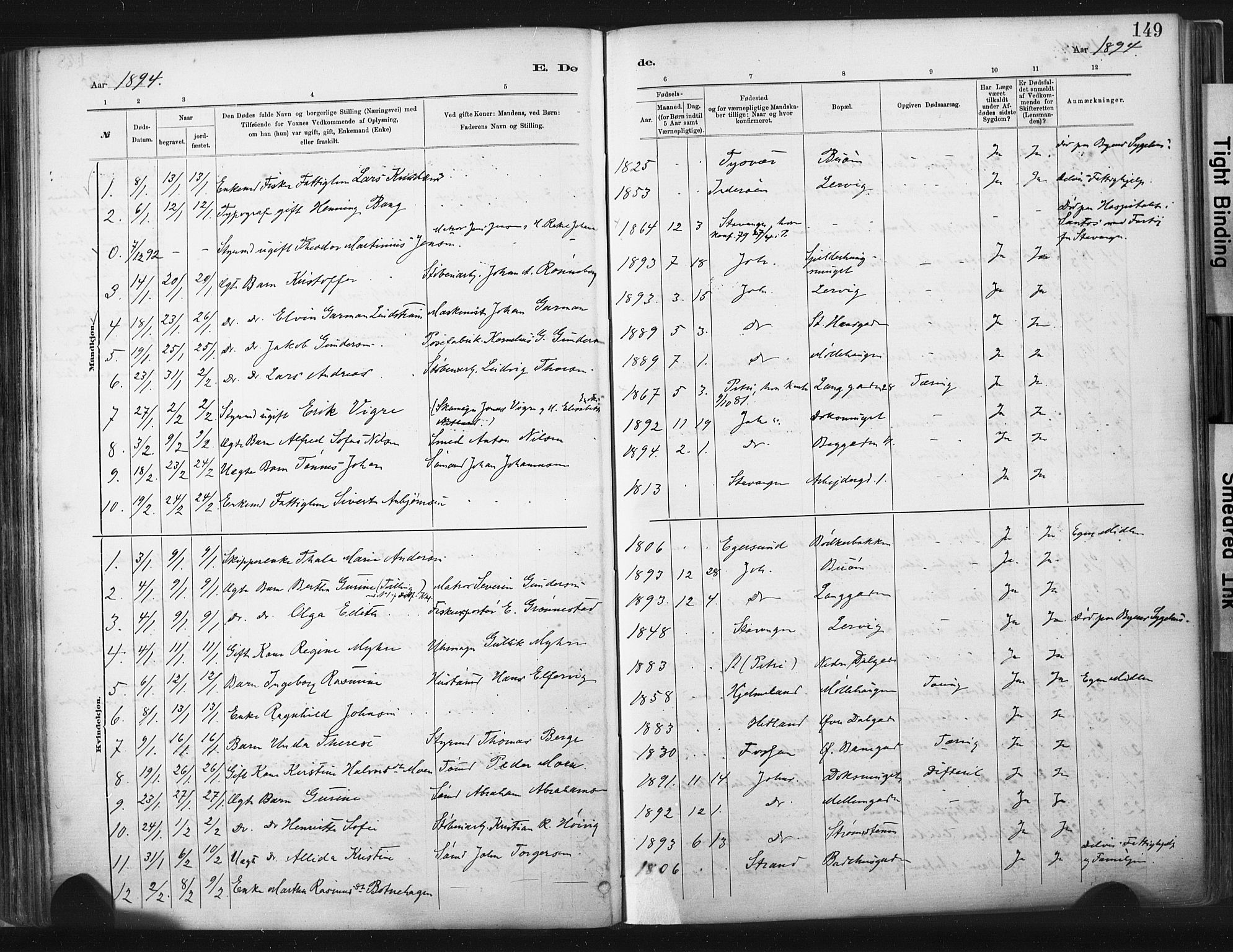St. Johannes sokneprestkontor, SAST/A-101814/001/30/30BA/L0003: Parish register (official) no. A 3, 1885-1910, p. 149