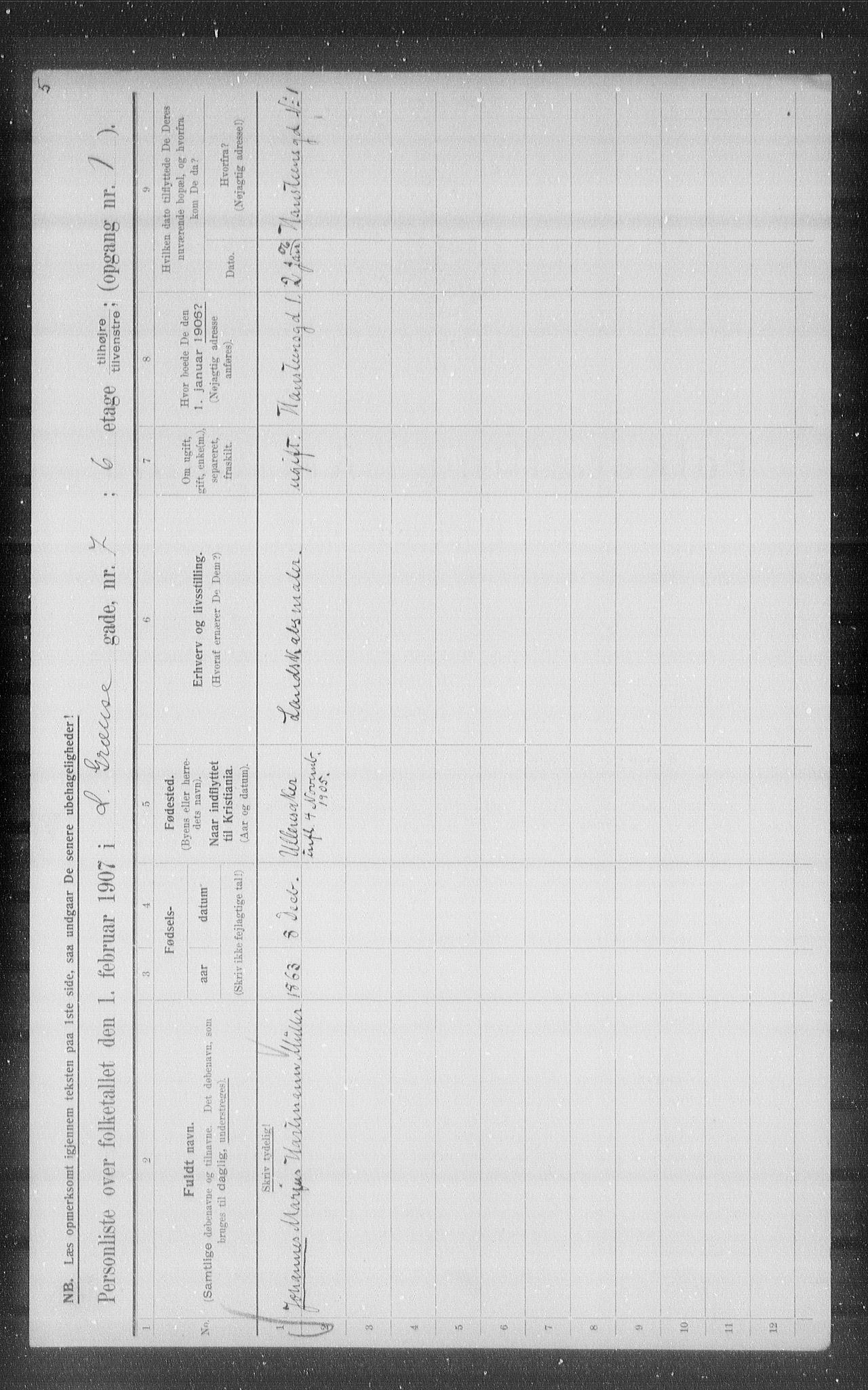 OBA, Municipal Census 1907 for Kristiania, 1907, p. 29637