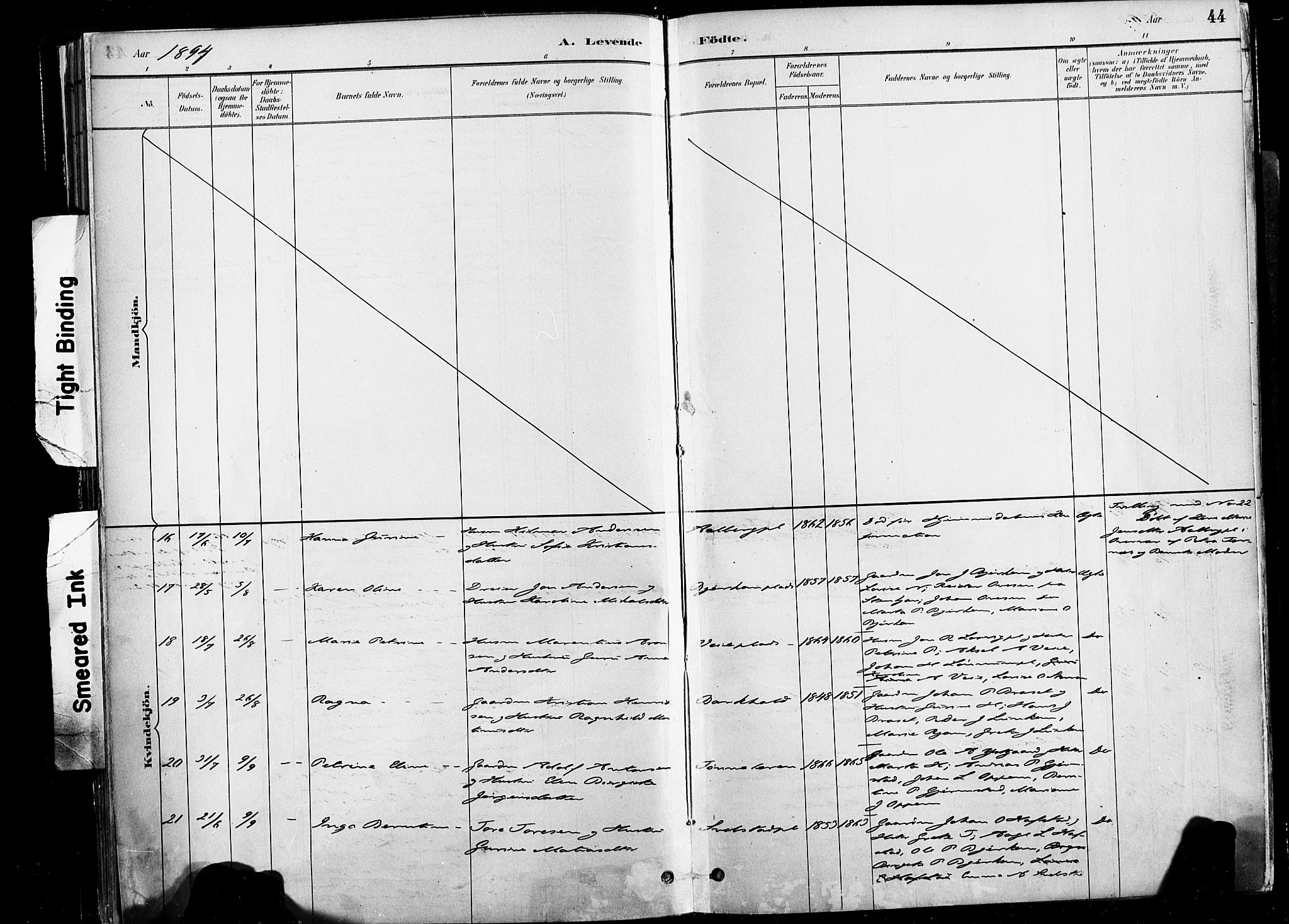 Ministerialprotokoller, klokkerbøker og fødselsregistre - Nord-Trøndelag, AV/SAT-A-1458/735/L0351: Parish register (official) no. 735A10, 1884-1908, p. 44