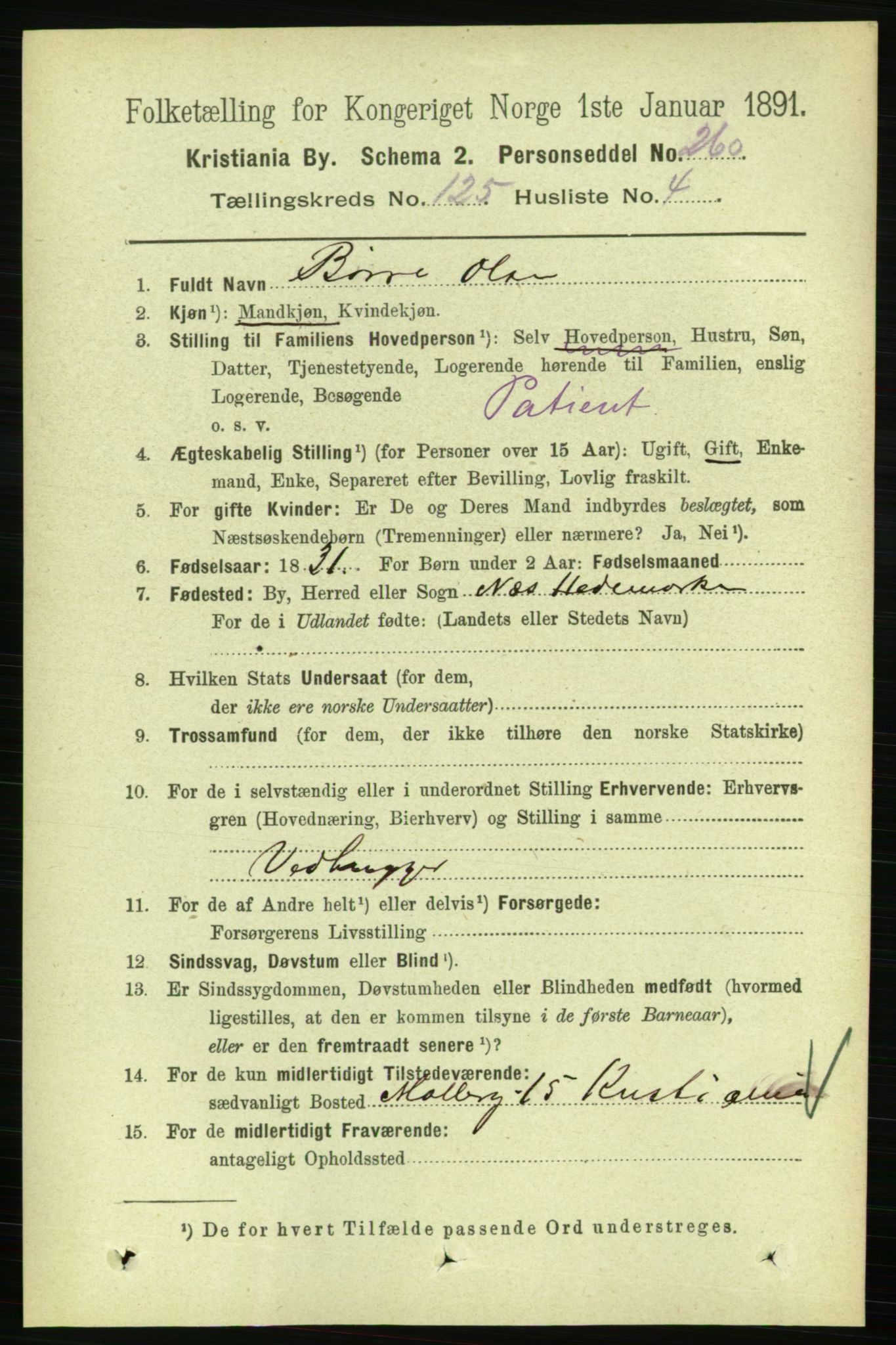 RA, 1891 census for 0301 Kristiania, 1891, p. 66698