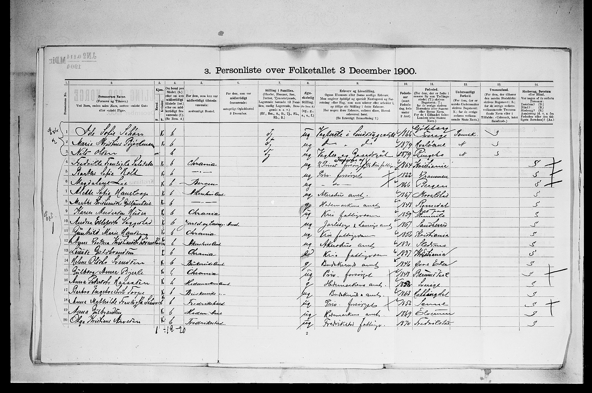 SAO, 1900 census for Kristiania, 1900, p. 18683