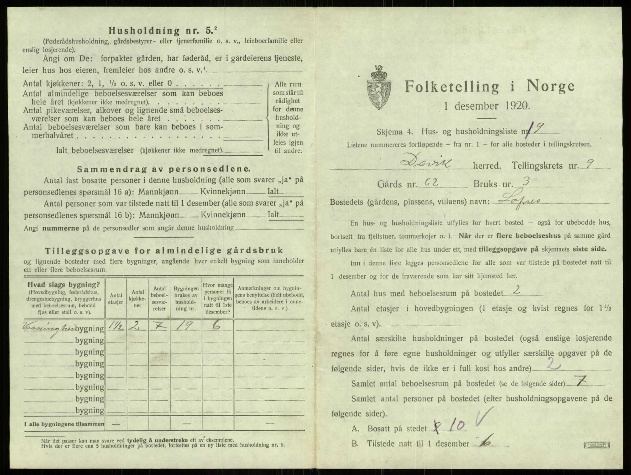 SAB, 1920 census for Davik, 1920, p. 682