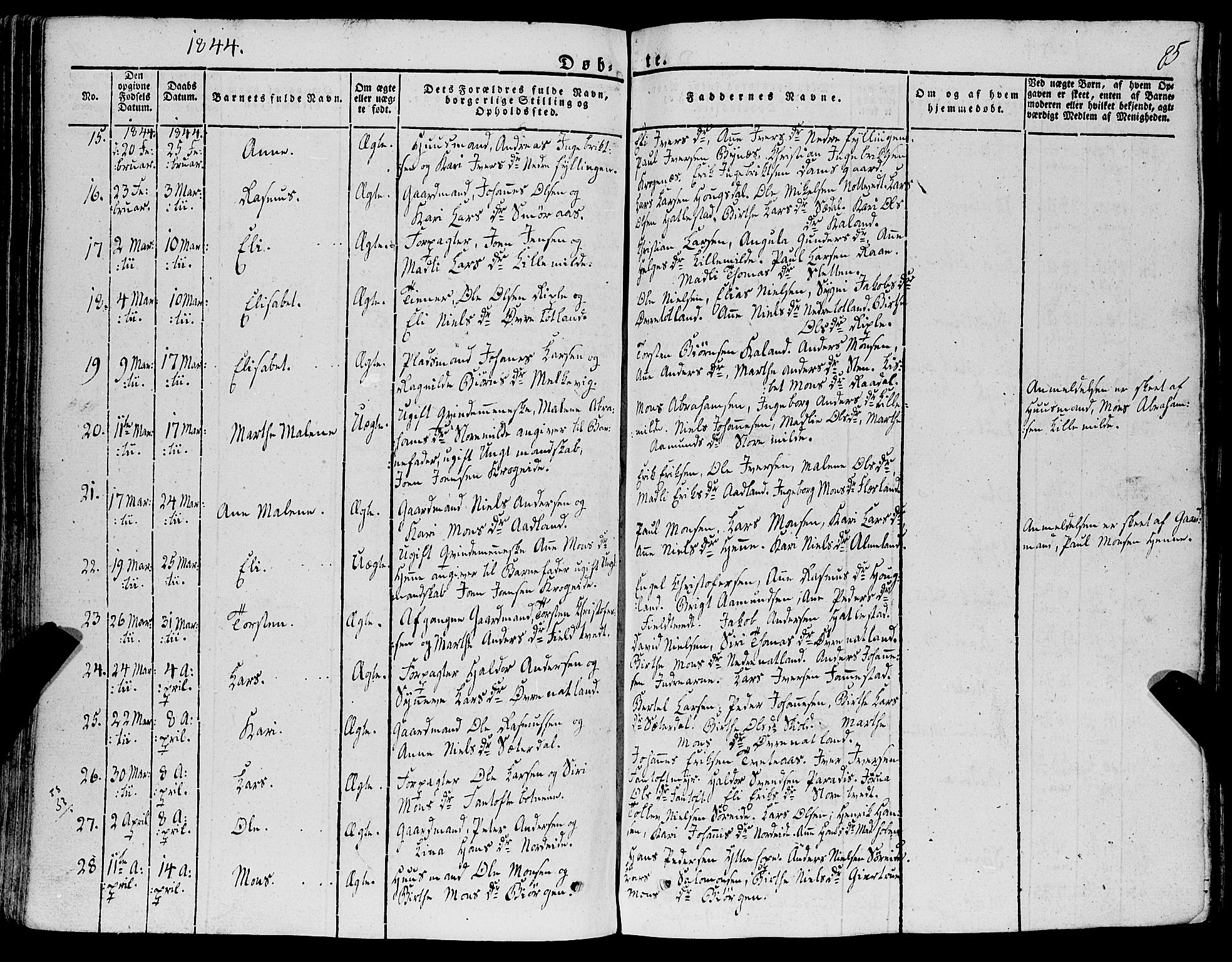 Fana Sokneprestembete, AV/SAB-A-75101/H/Haa/Haaa/L0008: Parish register (official) no. A 8, 1829-1851, p. 85