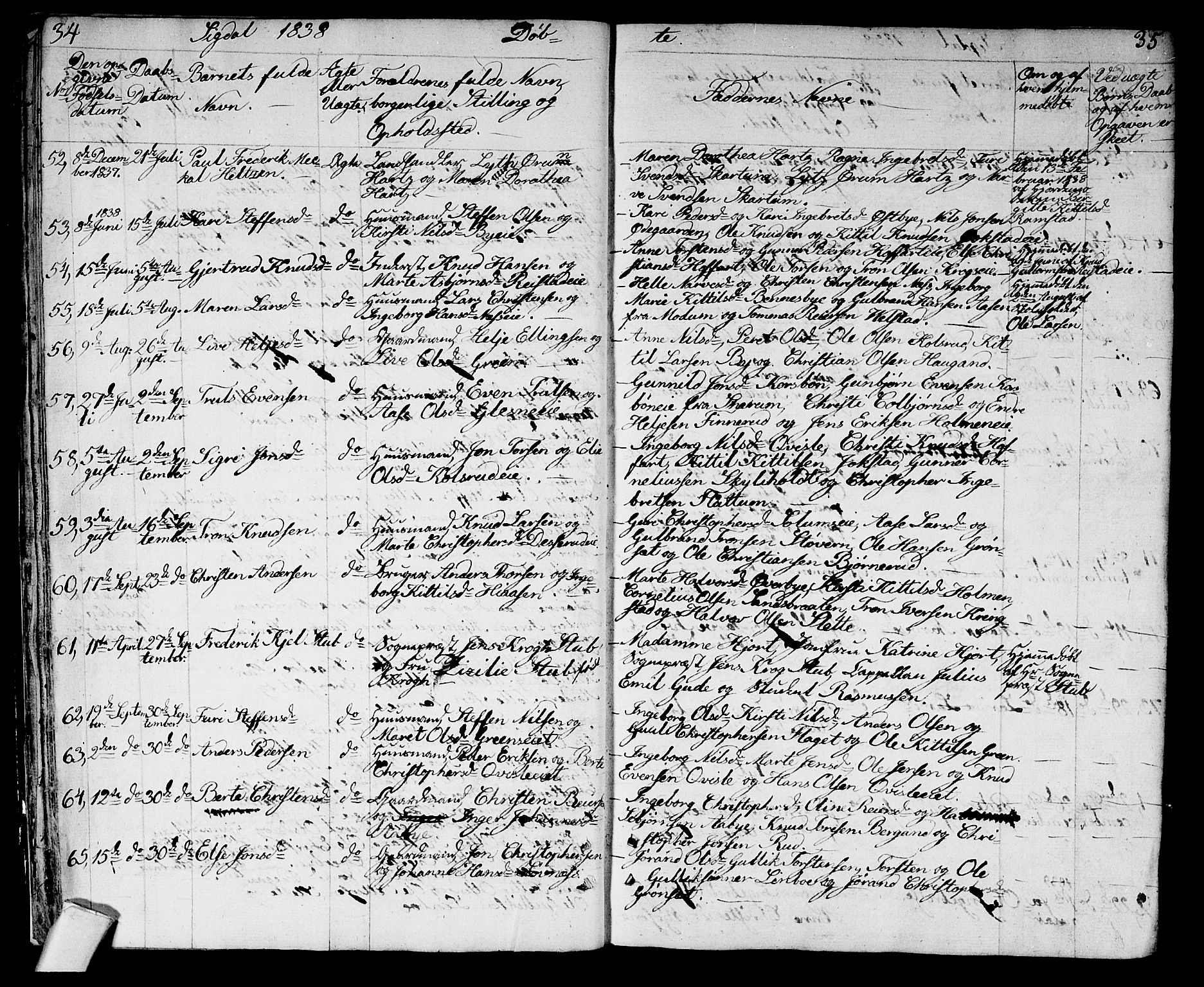 Sigdal kirkebøker, AV/SAKO-A-245/G/Ga/L0002: Parish register (copy) no. I 2, 1835-1856, p. 34-35