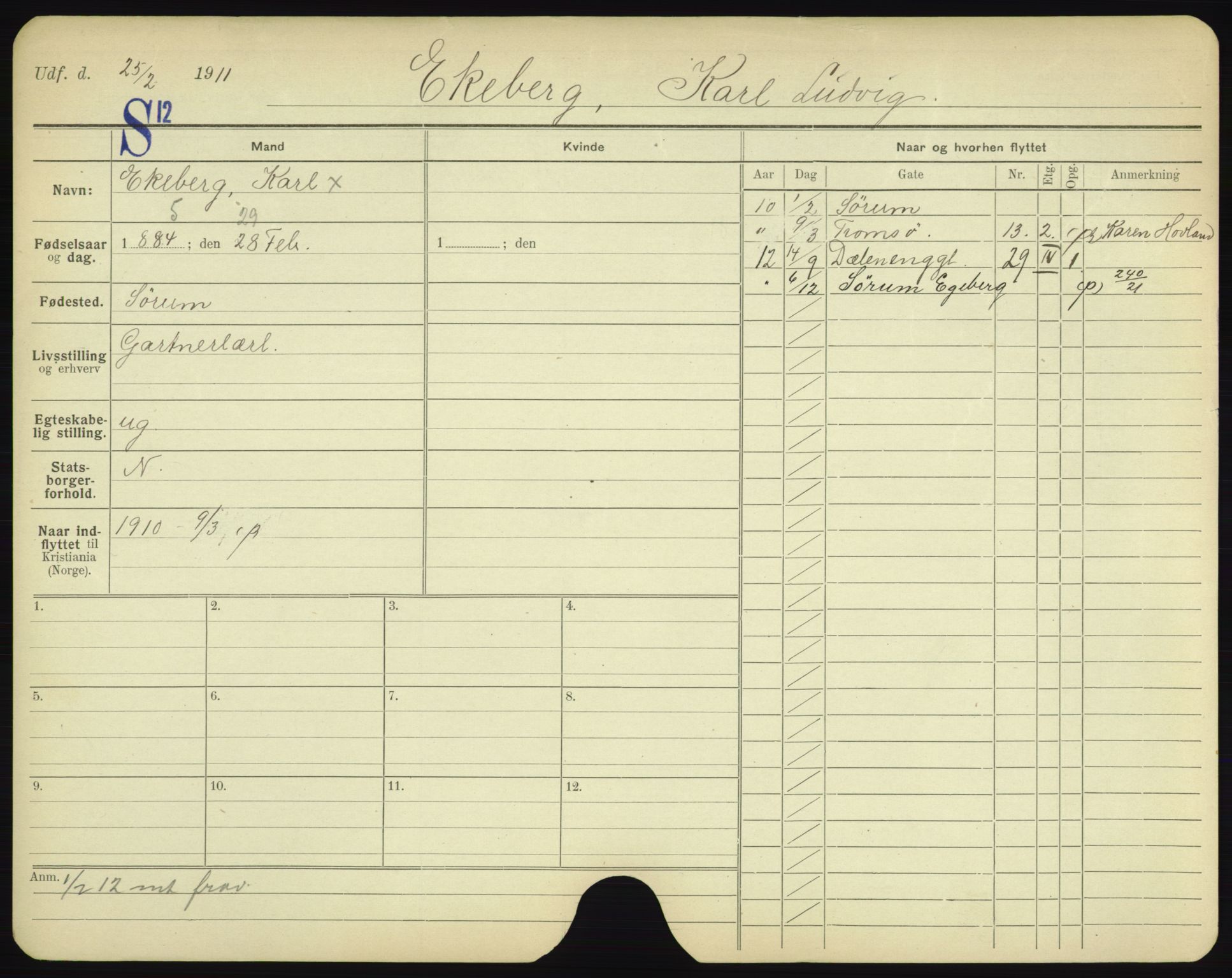 Oslo folkeregister, Registerkort, AV/SAO-A-11715/F/Fa/Fac/L0002: Menn, 1906-1914, p. 800a