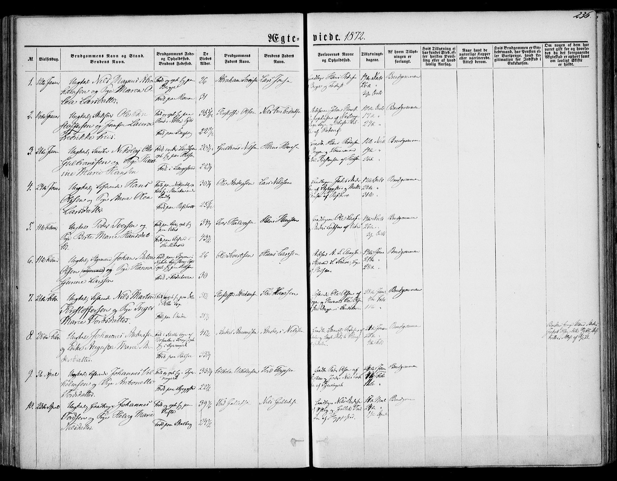 Tjølling kirkebøker, AV/SAKO-A-60/F/Fa/L0007: Parish register (official) no. 7, 1860-1876, p. 236