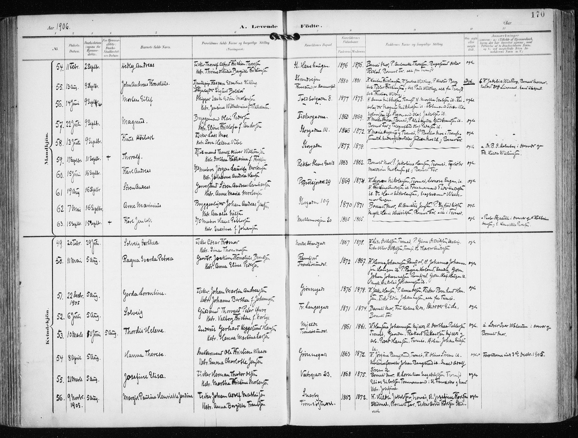 Tromsø sokneprestkontor/stiftsprosti/domprosti, AV/SATØ-S-1343/G/Ga/L0016kirke: Parish register (official) no. 16, 1899-1906, p. 170