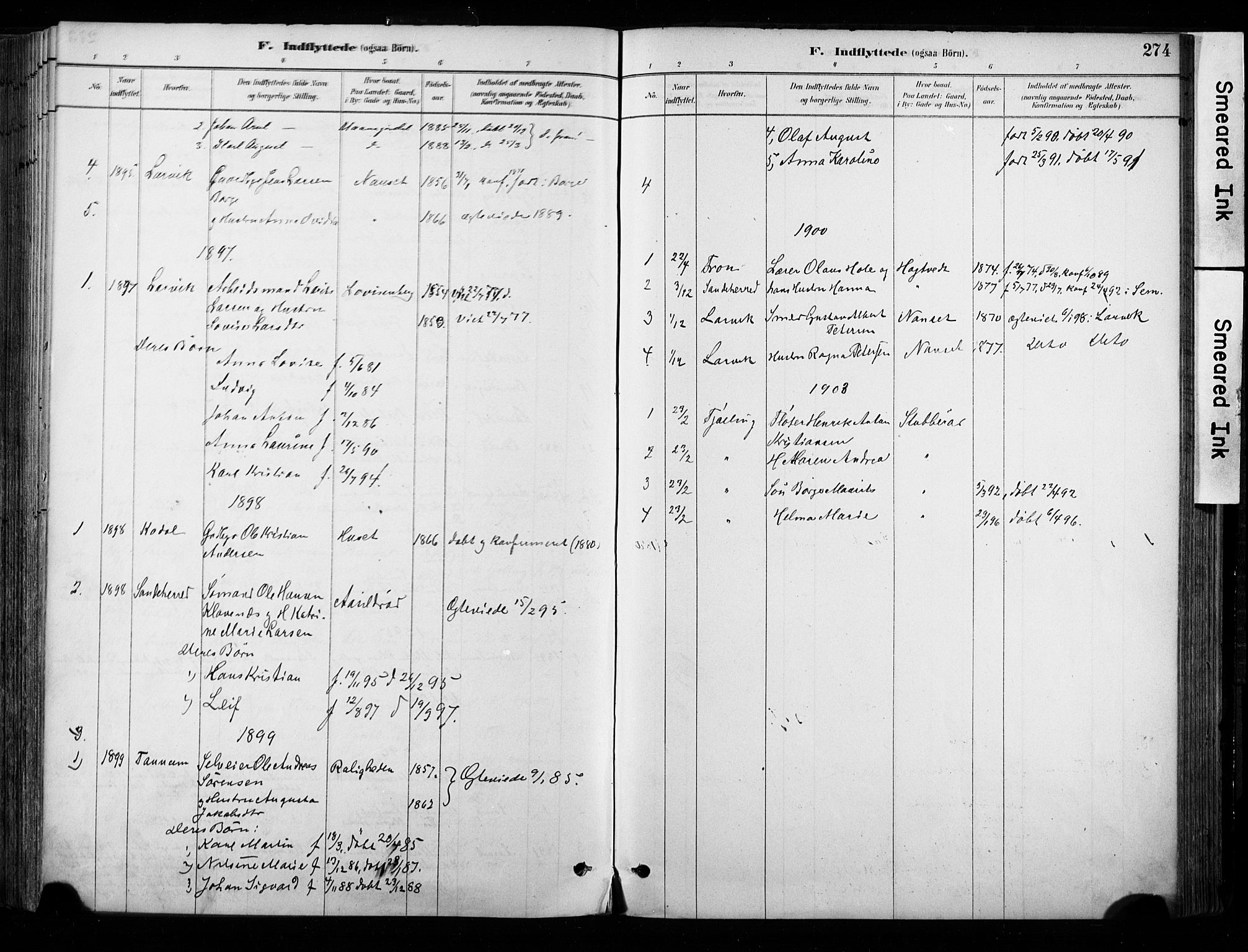 Hedrum kirkebøker, SAKO/A-344/F/Fa/L0009: Parish register (official) no. I 9, 1881-1903, p. 274
