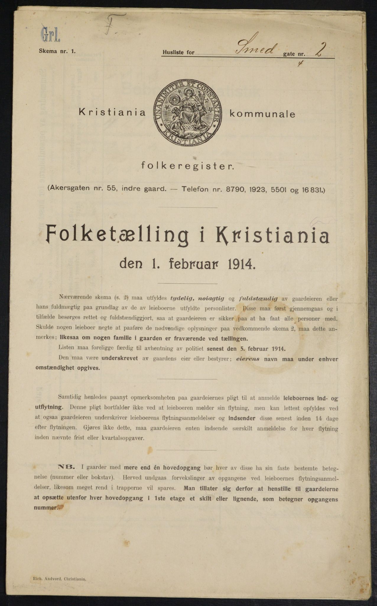 OBA, Municipal Census 1914 for Kristiania, 1914, p. 96961