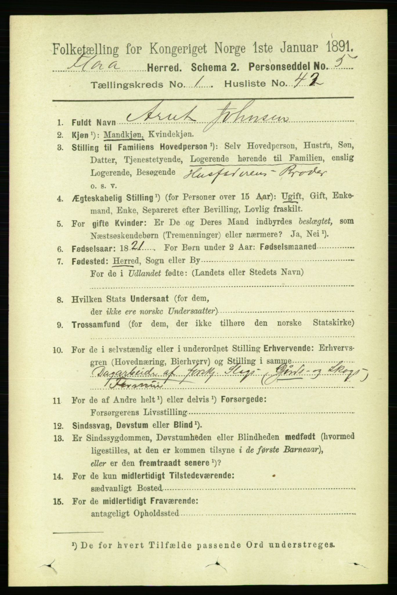 RA, 1891 census for 1652 Flå, 1891, p. 337