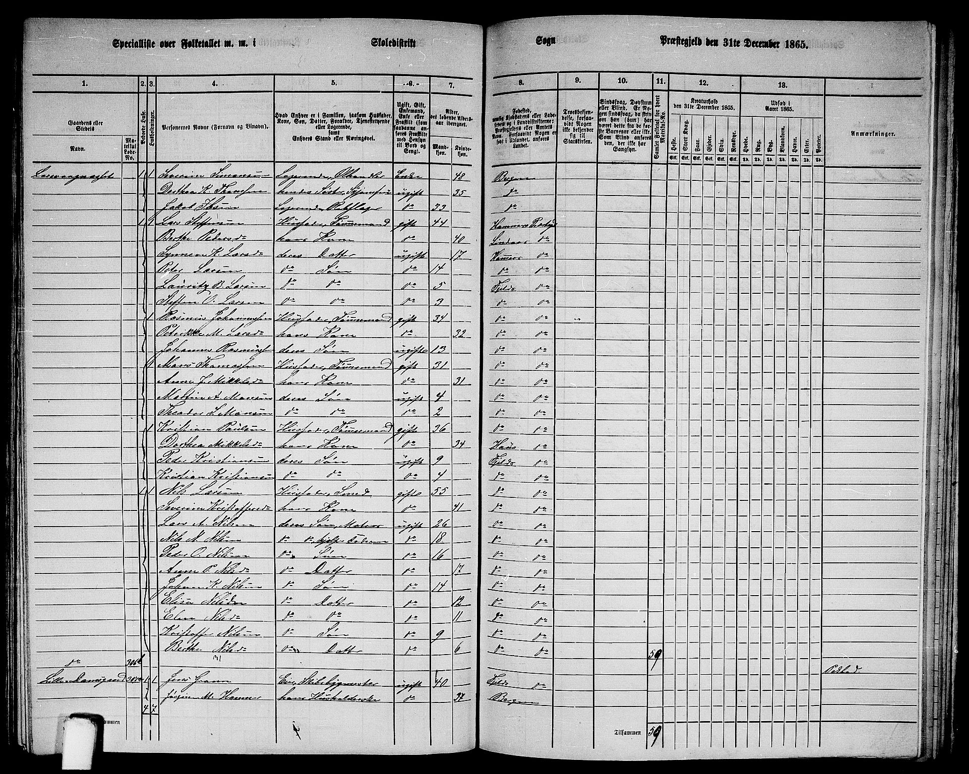 RA, 1865 census for Fjell, 1865, p. 215