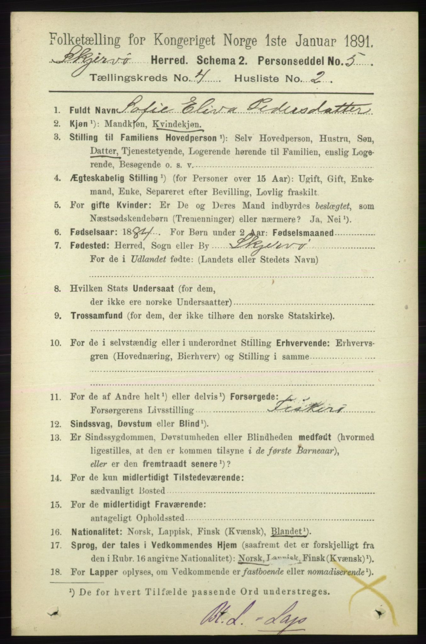 RA, 1891 census for 1941 Skjervøy, 1891, p. 2313