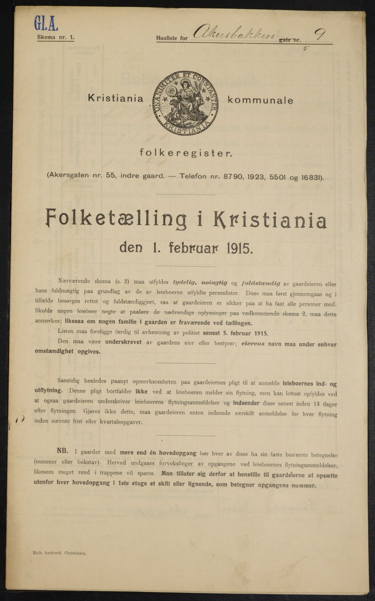 OBA, Municipal Census 1915 for Kristiania, 1915, p. 40