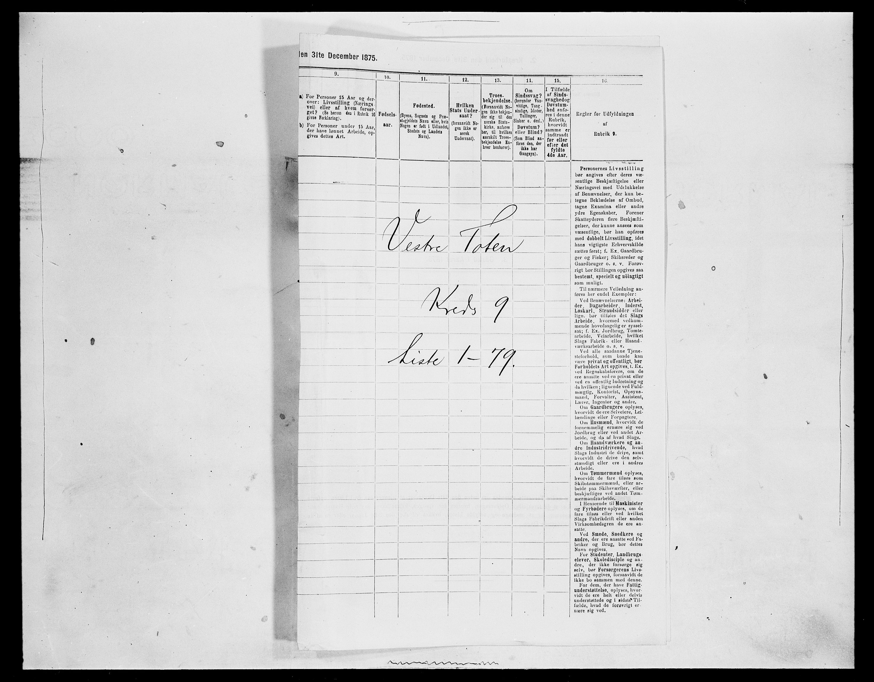 SAH, 1875 census for 0529P Vestre Toten, 1875, p. 1685