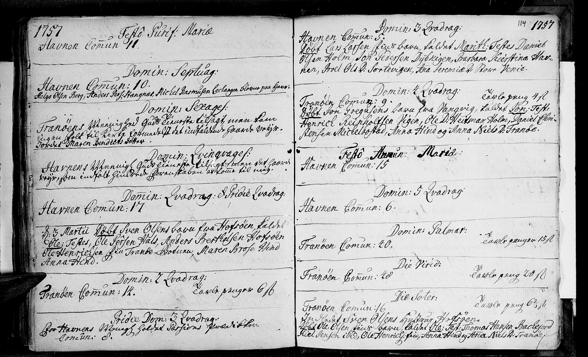 Ibestad sokneprestembete, SATØ/S-0077/H/Ha/Haa/L0001kirke: Parish register (official) no. 1, 1744-1757, p. 114