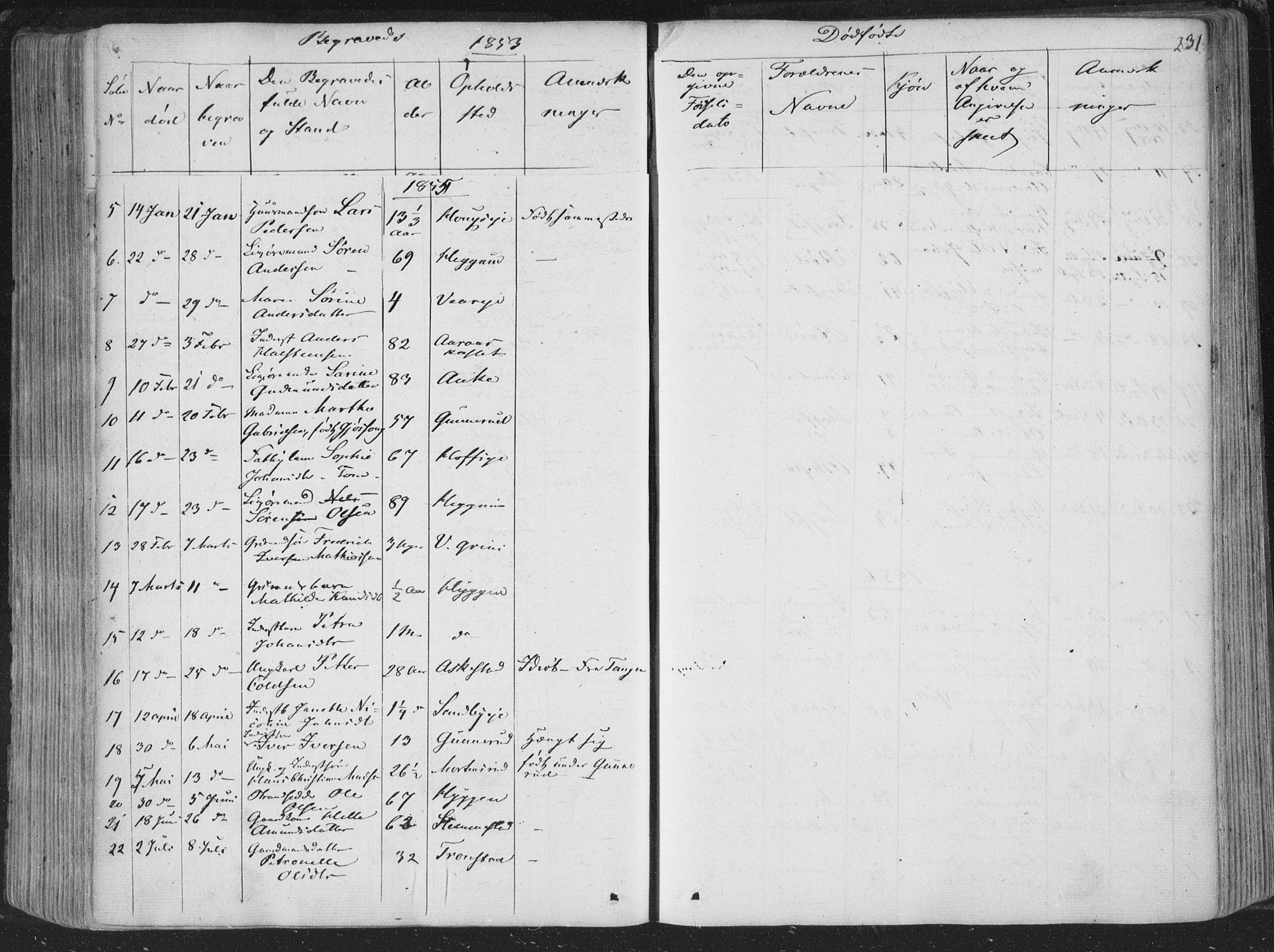 Røyken kirkebøker, SAKO/A-241/F/Fa/L0005: Parish register (official) no. 5, 1833-1856, p. 231