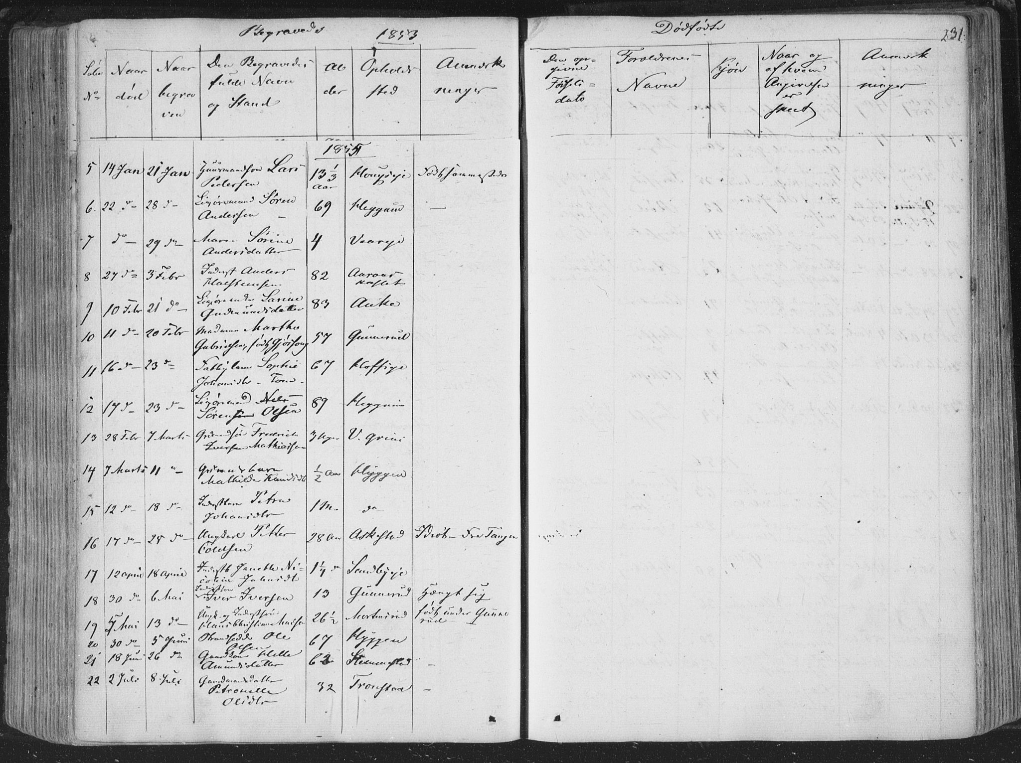 Røyken kirkebøker, AV/SAKO-A-241/F/Fa/L0005: Parish register (official) no. 5, 1833-1856, p. 231