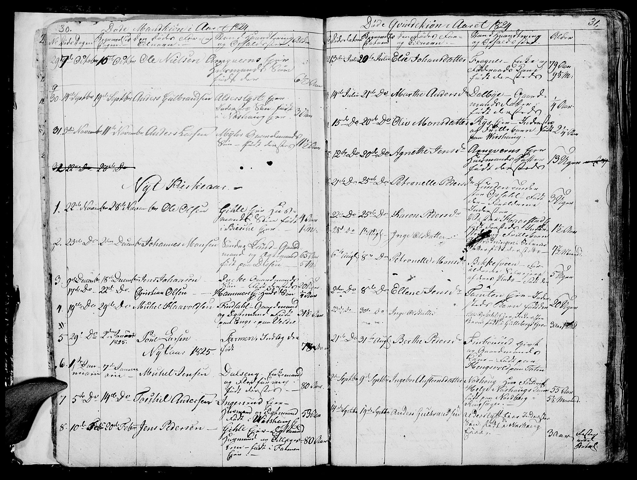 Vang prestekontor, Hedmark, SAH/PREST-008/H/Ha/Hab/L0006: Parish register (copy) no. 6, 1819-1832, p. 30-31