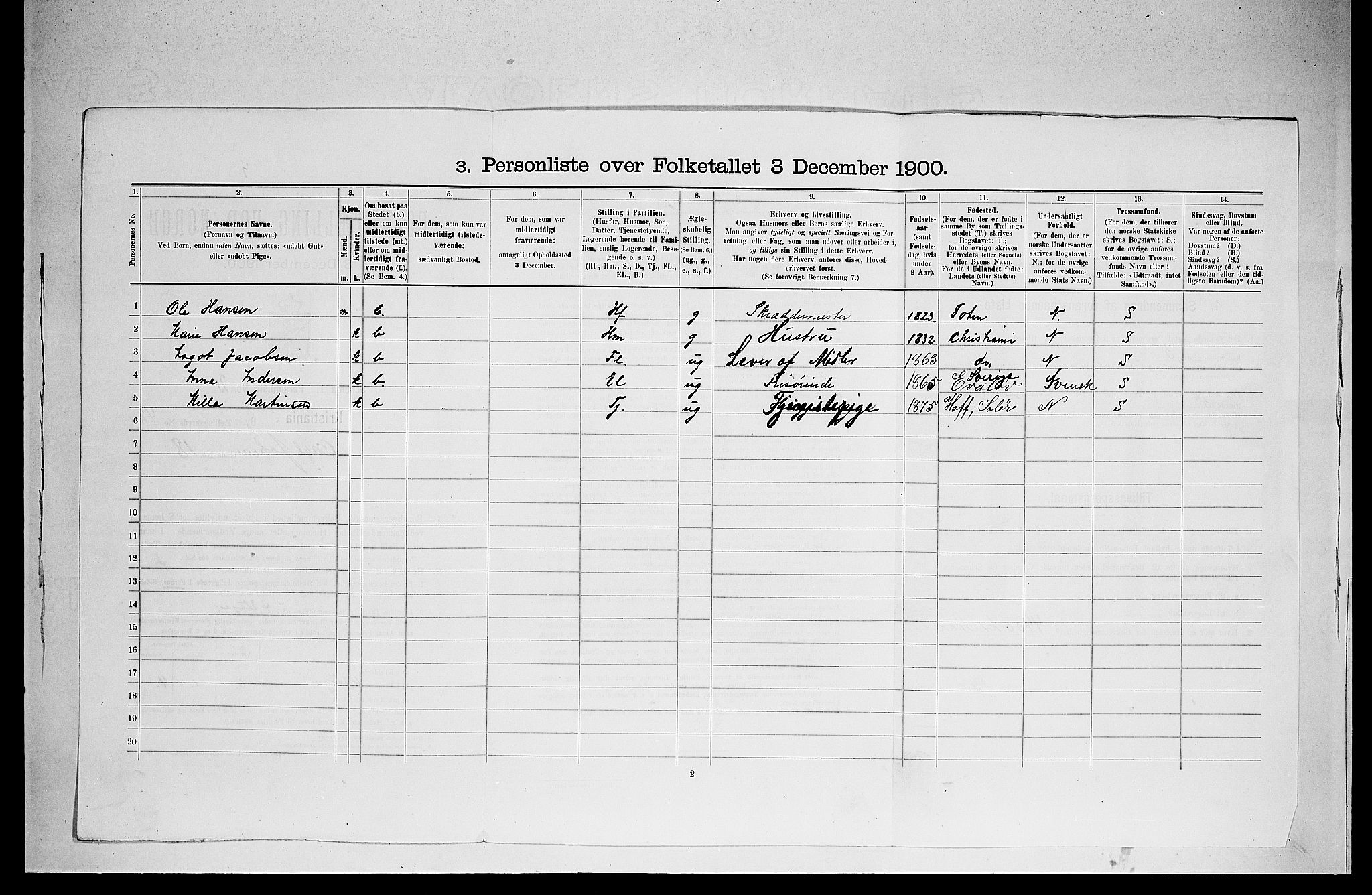 SAO, 1900 census for Kristiania, 1900, p. 11415