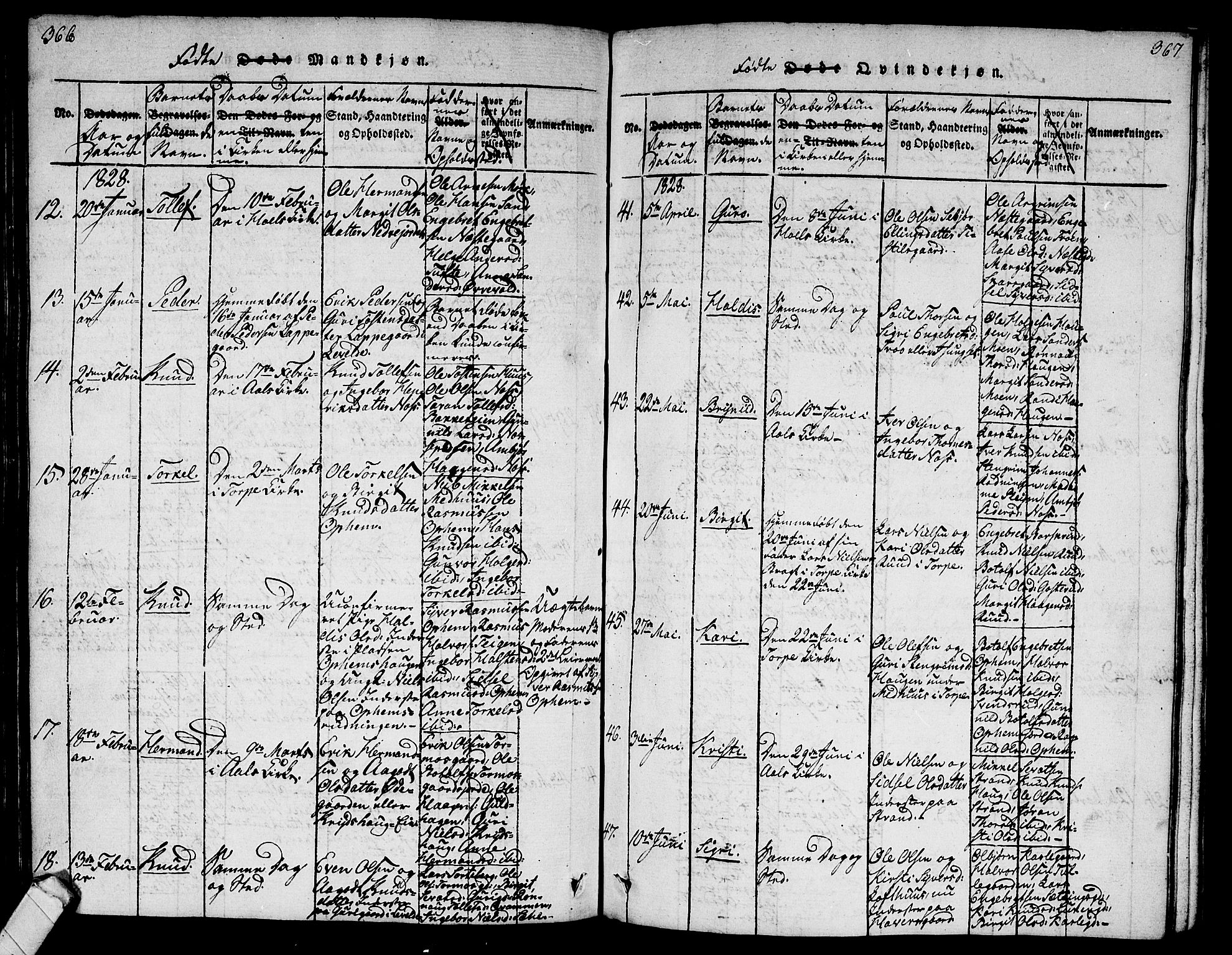 Ål kirkebøker, AV/SAKO-A-249/G/Ga/L0001: Parish register (copy) no. 1, 1815-1829, p. 366-367