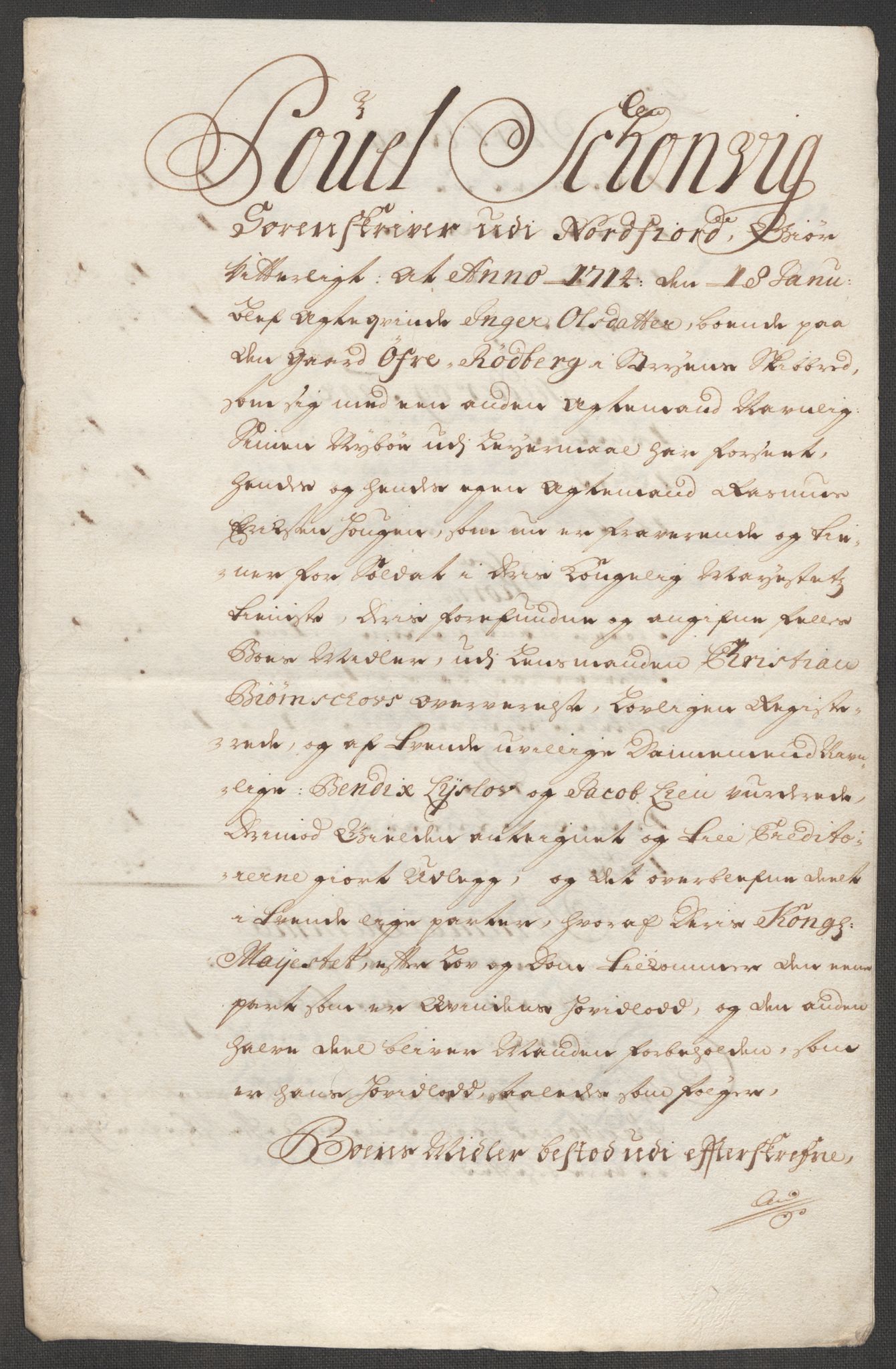 Rentekammeret inntil 1814, Reviderte regnskaper, Fogderegnskap, AV/RA-EA-4092/R53/L3438: Fogderegnskap Sunn- og Nordfjord, 1714, p. 274