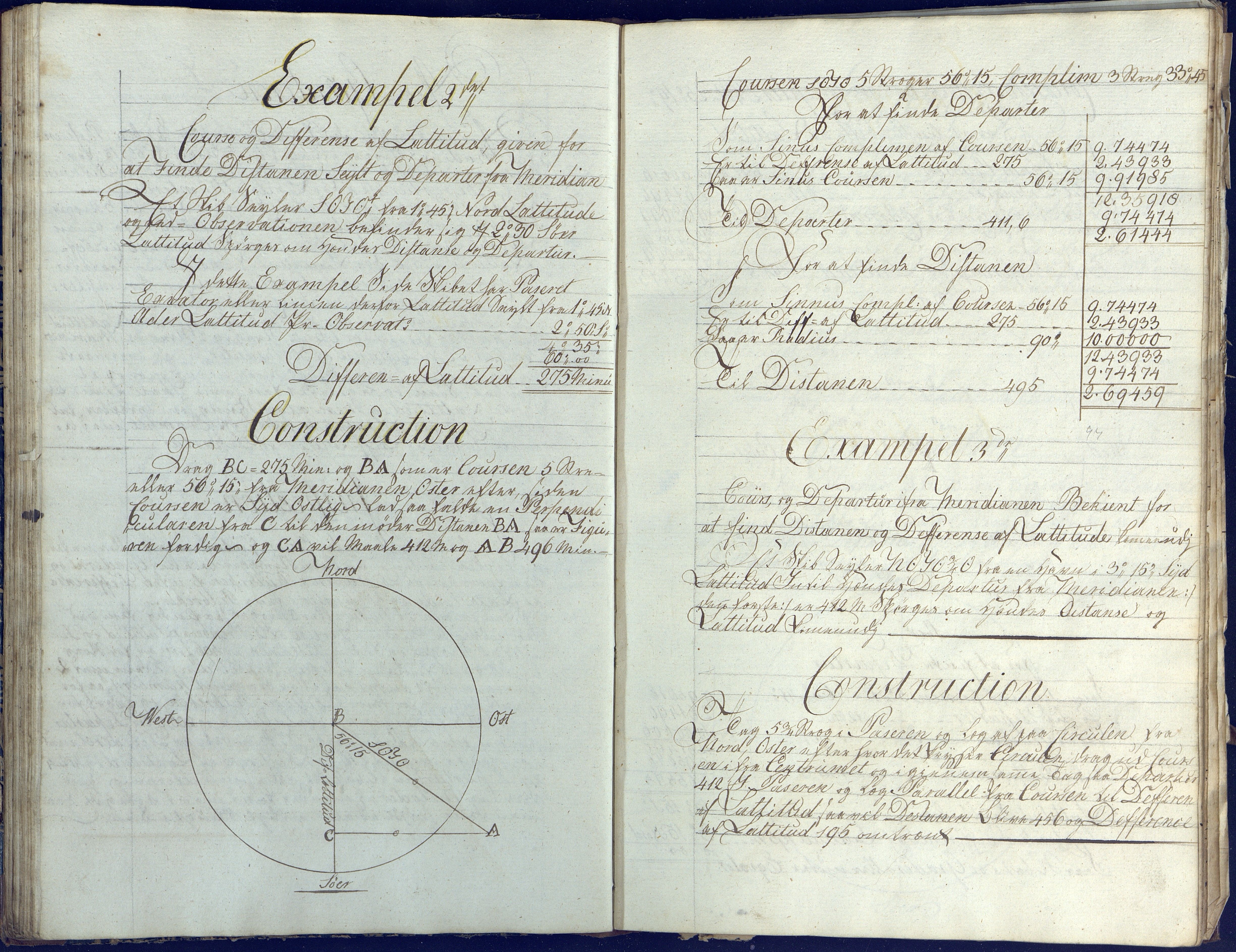 Samling av navigasjonsbøker, AAKS/PA-2806/Y/Y01/L0001/0002: Håndskrevne navigasjonsbøker / Den Practicale Navigation eller saa kaldet Styrmands Kunst". Håndskrevet av Conrad Clasen Fürst., 1806