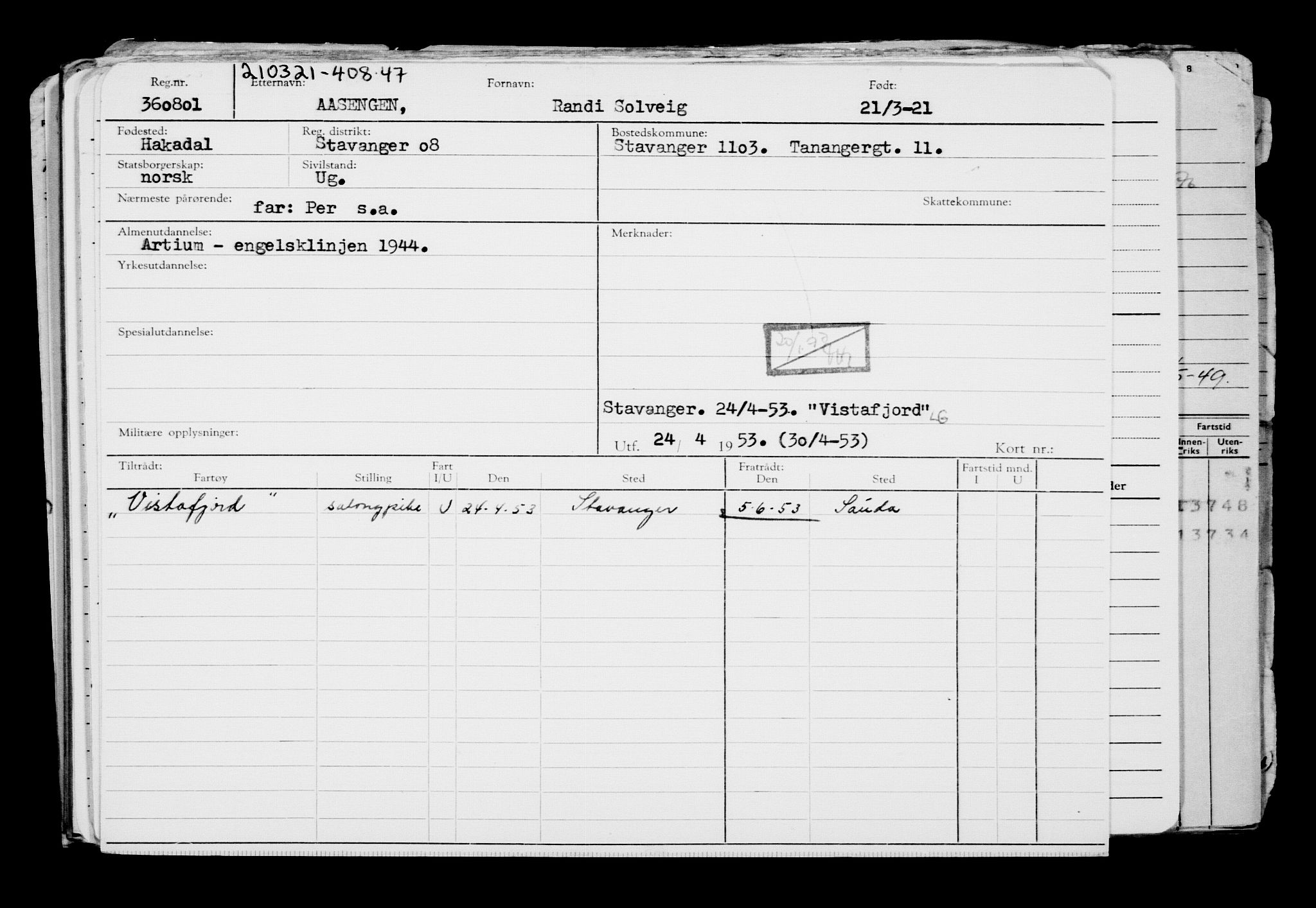 Direktoratet for sjømenn, AV/RA-S-3545/G/Gb/L0191: Hovedkort, 1921, p. 567