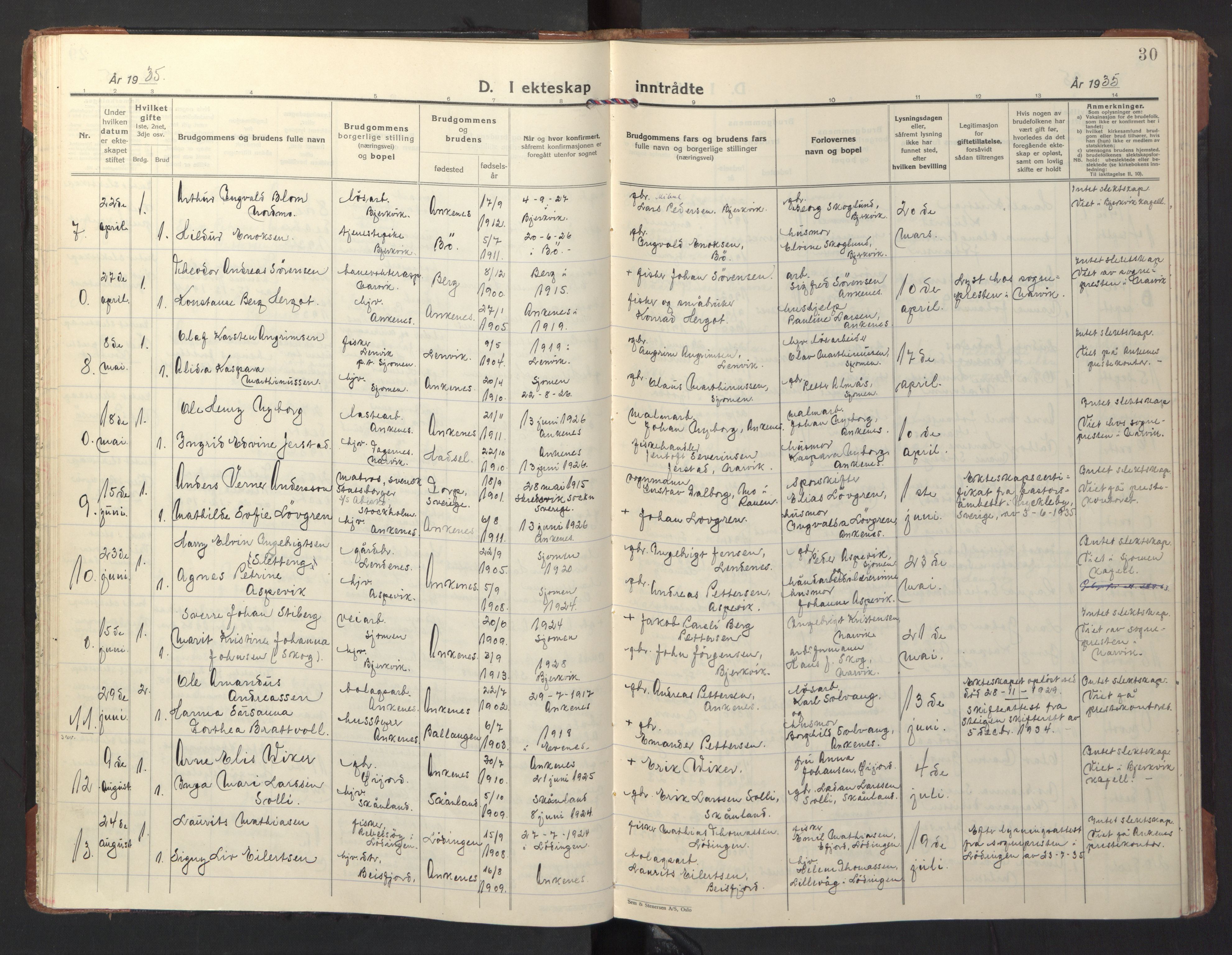 Ministerialprotokoller, klokkerbøker og fødselsregistre - Nordland, AV/SAT-A-1459/866/L0948: Parish register (official) no. 866A11, 1929-1949, p. 30