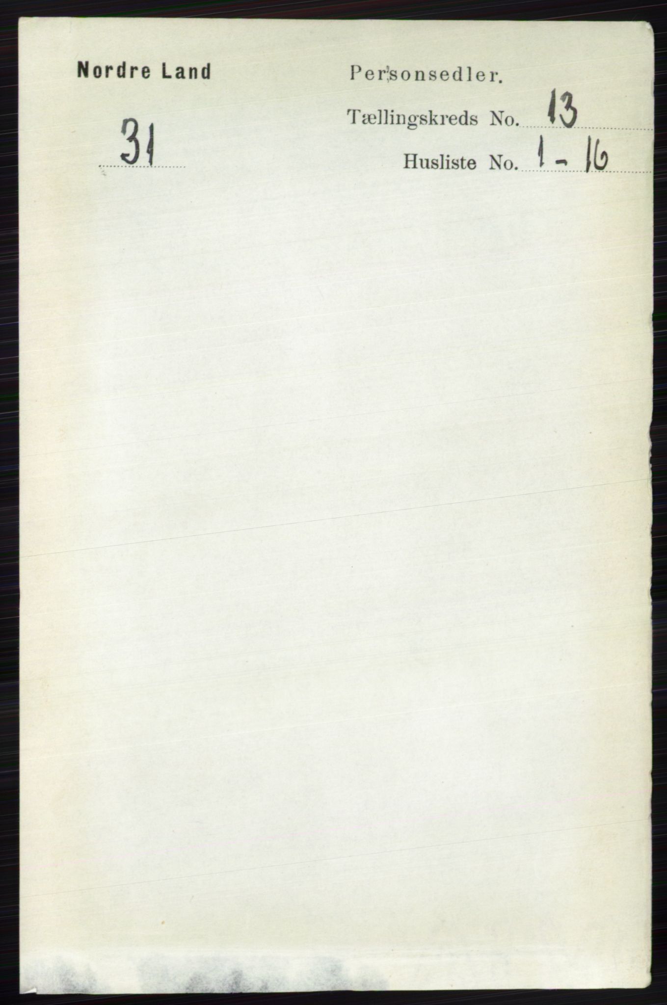 RA, 1891 census for 0538 Nordre Land, 1891, p. 3496