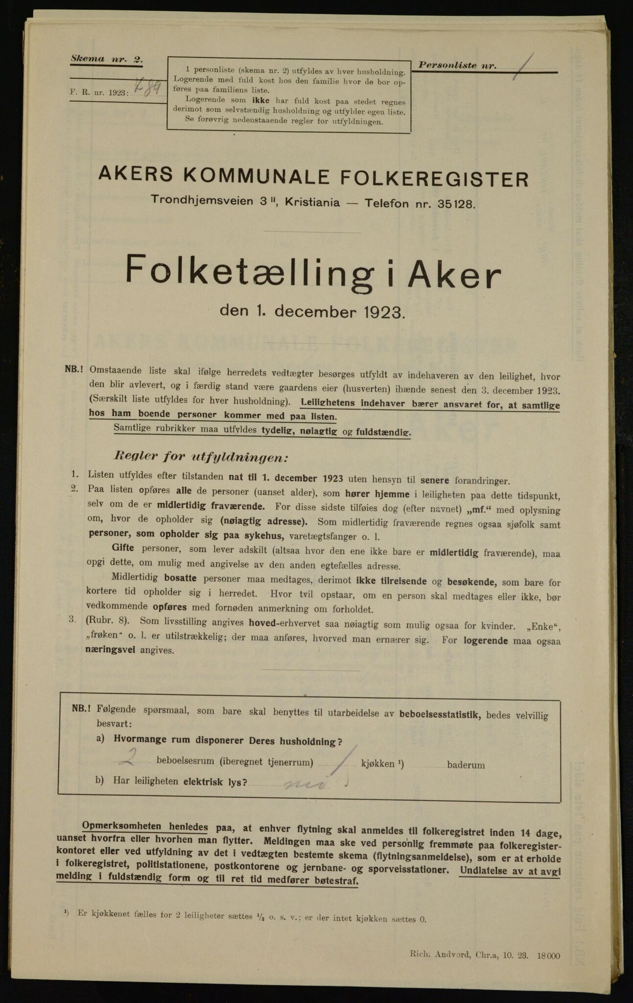 , Municipal Census 1923 for Aker, 1923, p. 41508