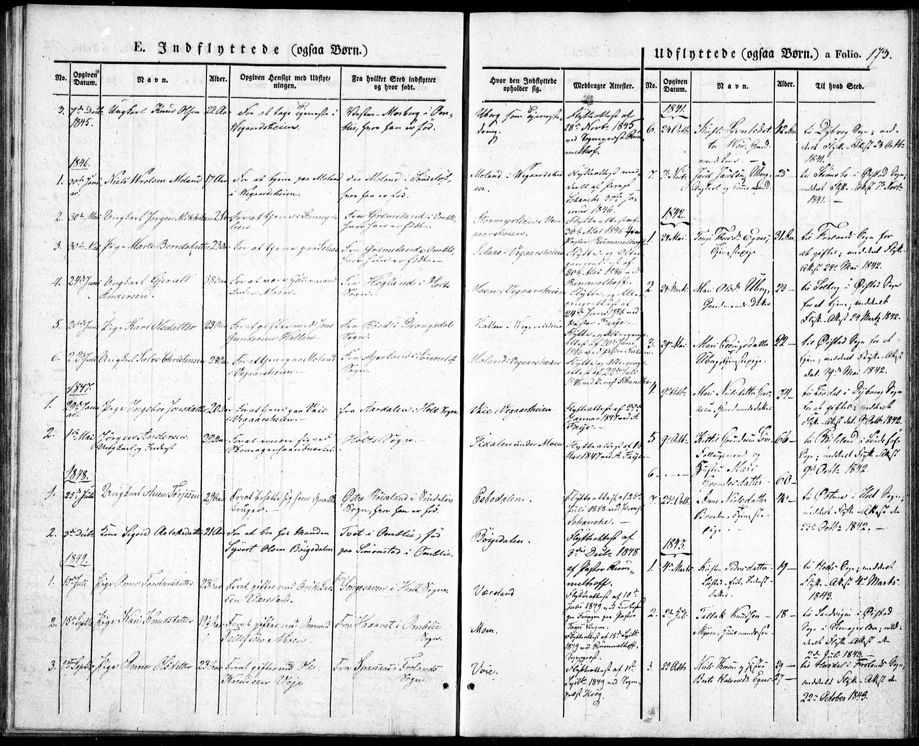 Gjerstad sokneprestkontor, AV/SAK-1111-0014/F/Fa/Fab/L0002: Parish register (official) no. A 2, 1835-1852, p. 173