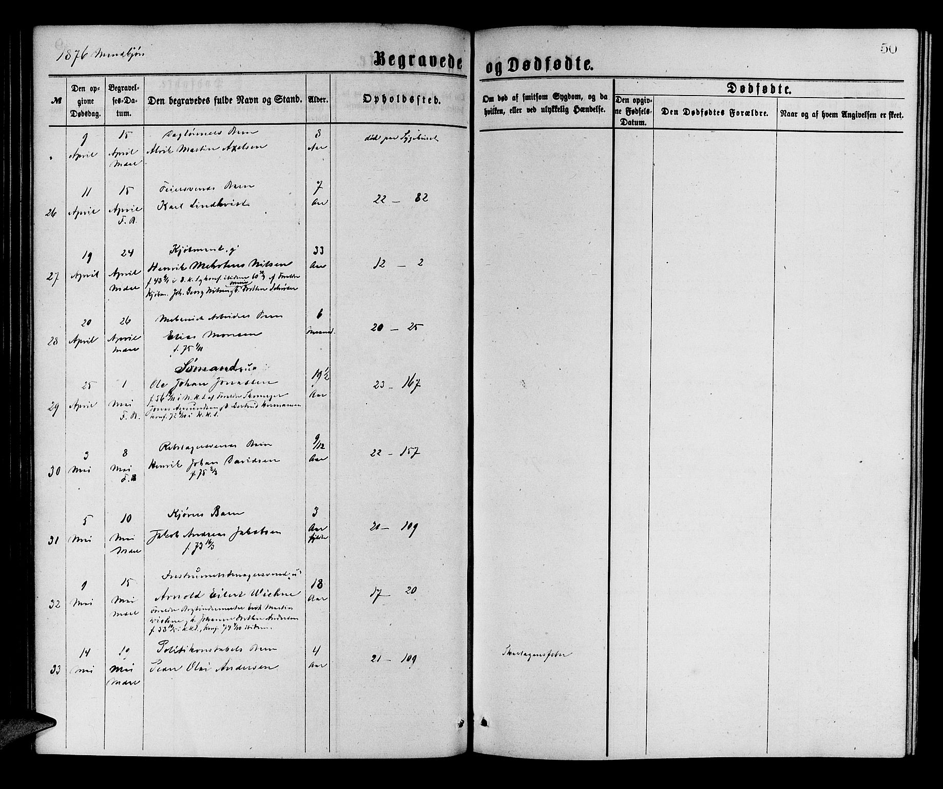 Korskirken sokneprestembete, AV/SAB-A-76101/H/Hab: Parish register (copy) no. E 3, 1871-1883, p. 50