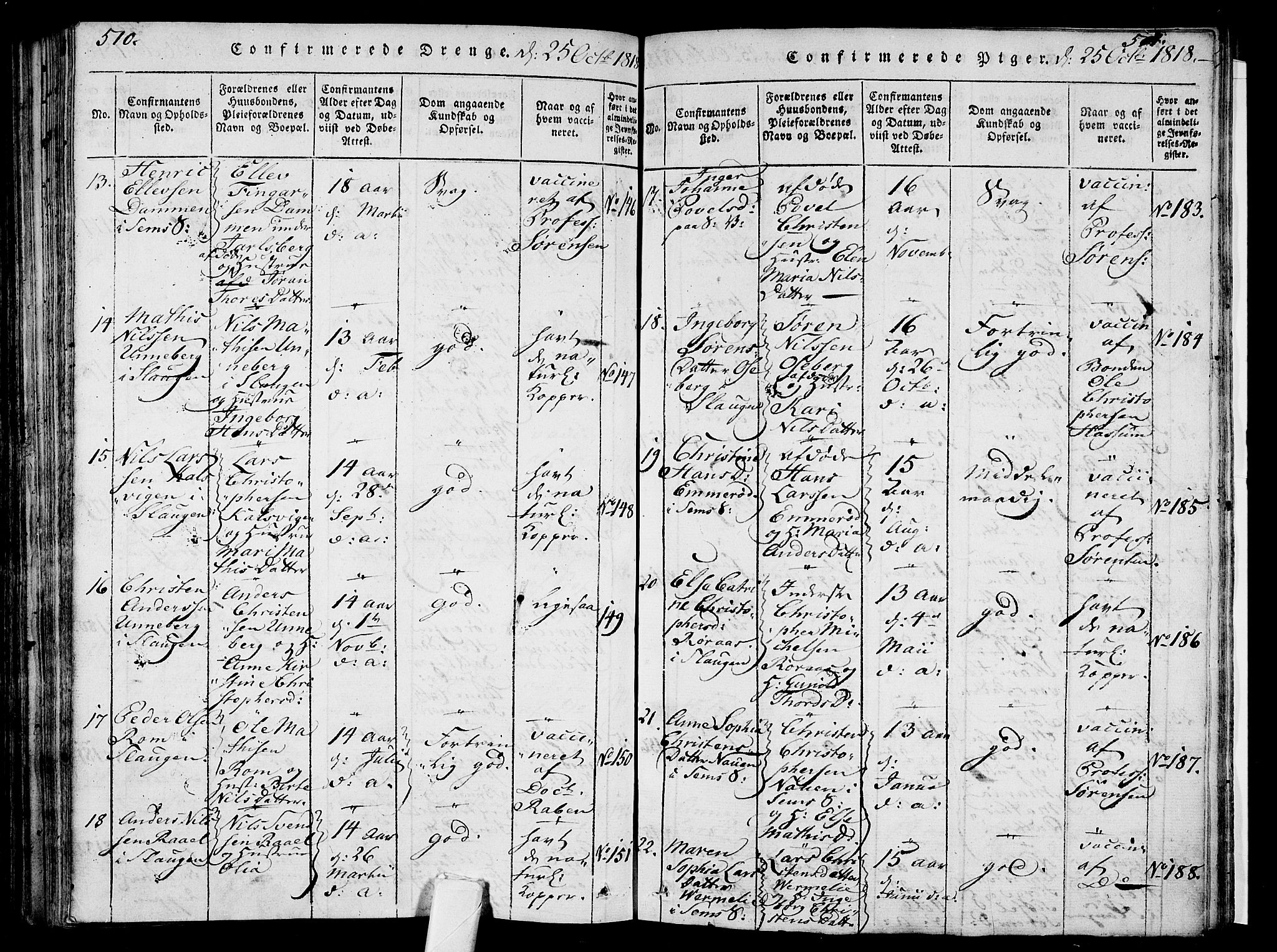 Sem kirkebøker, AV/SAKO-A-5/F/Fa/L0004: Parish register (official) no. I 4, 1814-1825, p. 510-511