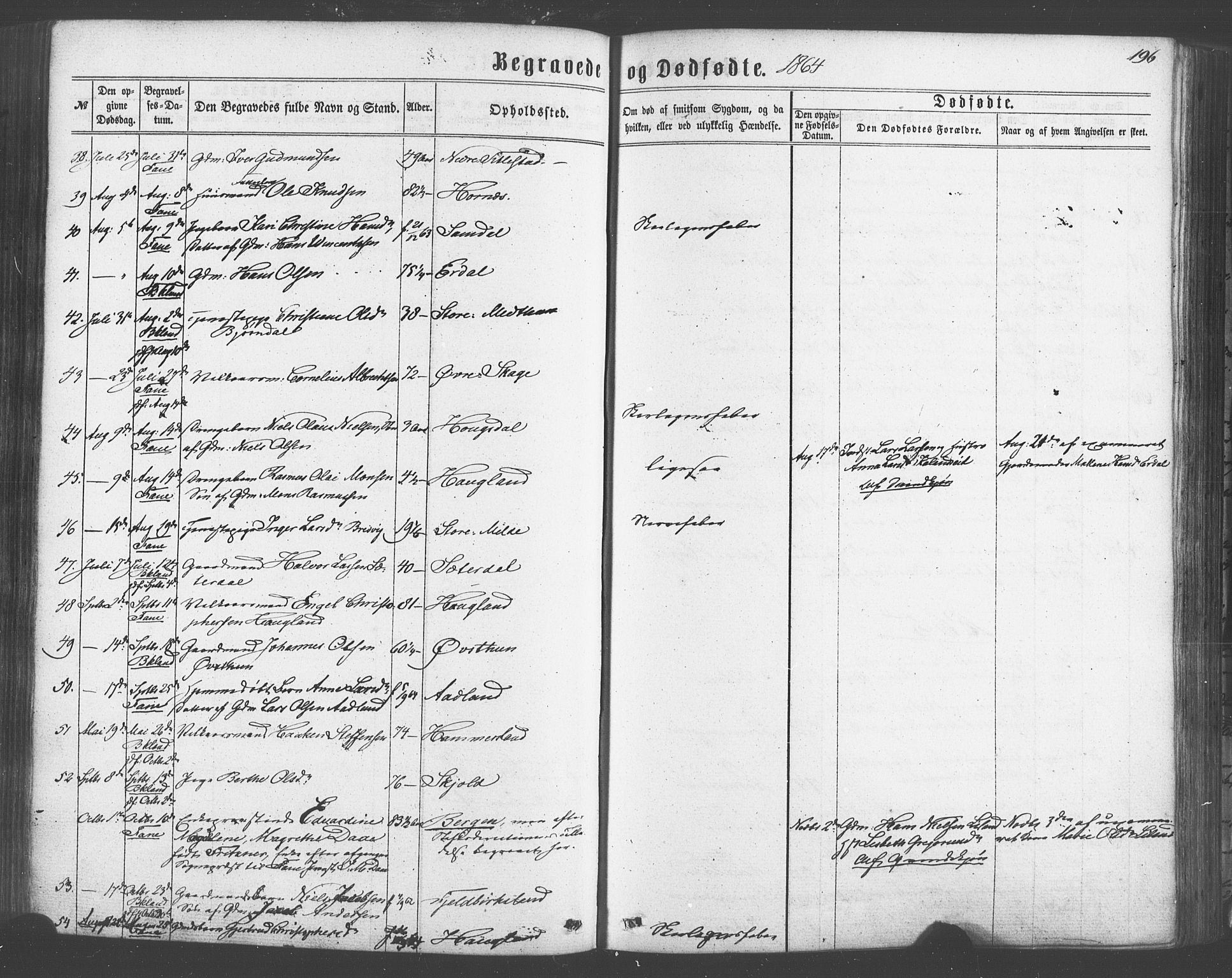 Fana Sokneprestembete, AV/SAB-A-75101/H/Haa/Haaa/L0012: Parish register (official) no. A 12, 1862-1878, p. 196