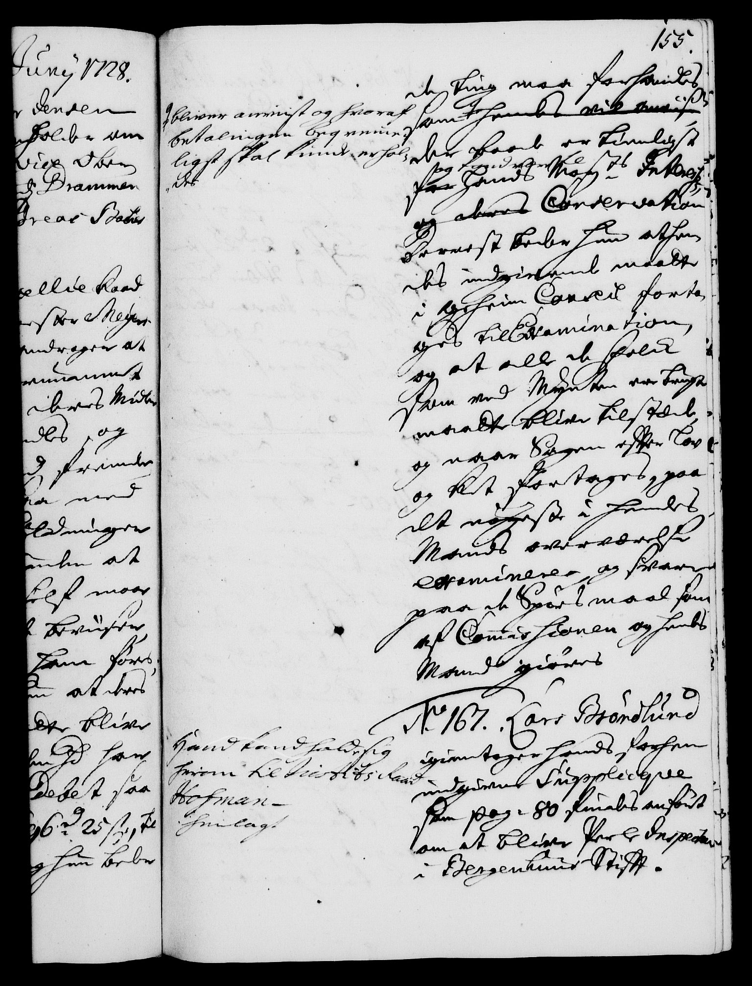 Rentekammeret, Kammerkanselliet, RA/EA-3111/G/Gh/Gha/L0010: Norsk ekstraktmemorialprotokoll (merket RK 53.55), 1728, p. 155