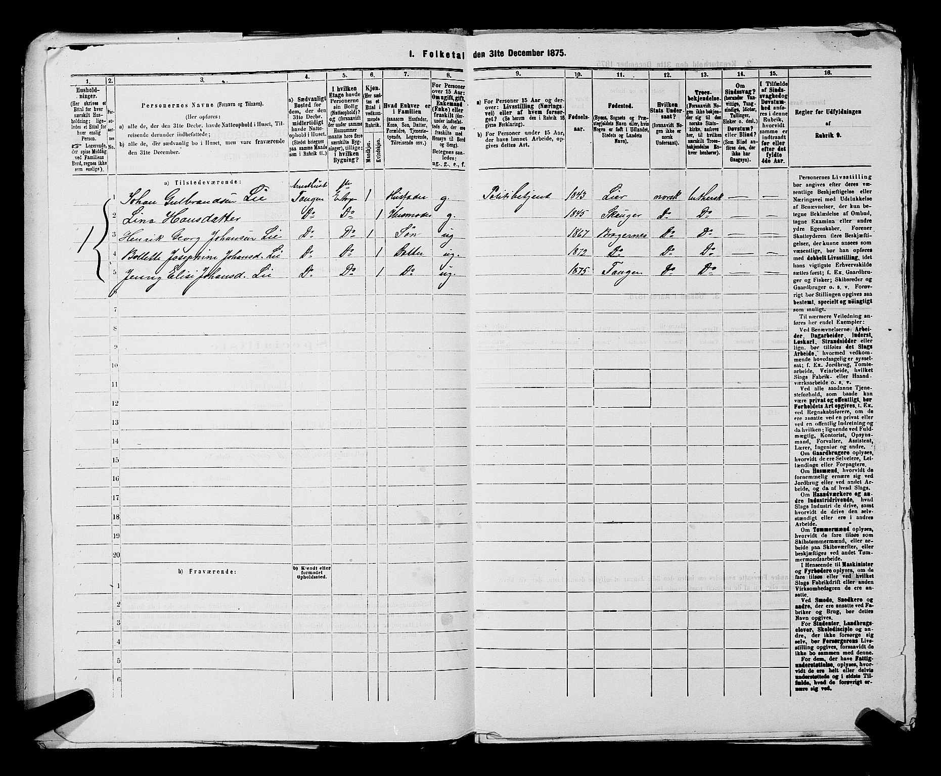 SAKO, 1875 census for 0602 Drammen, 1875, p. 3541