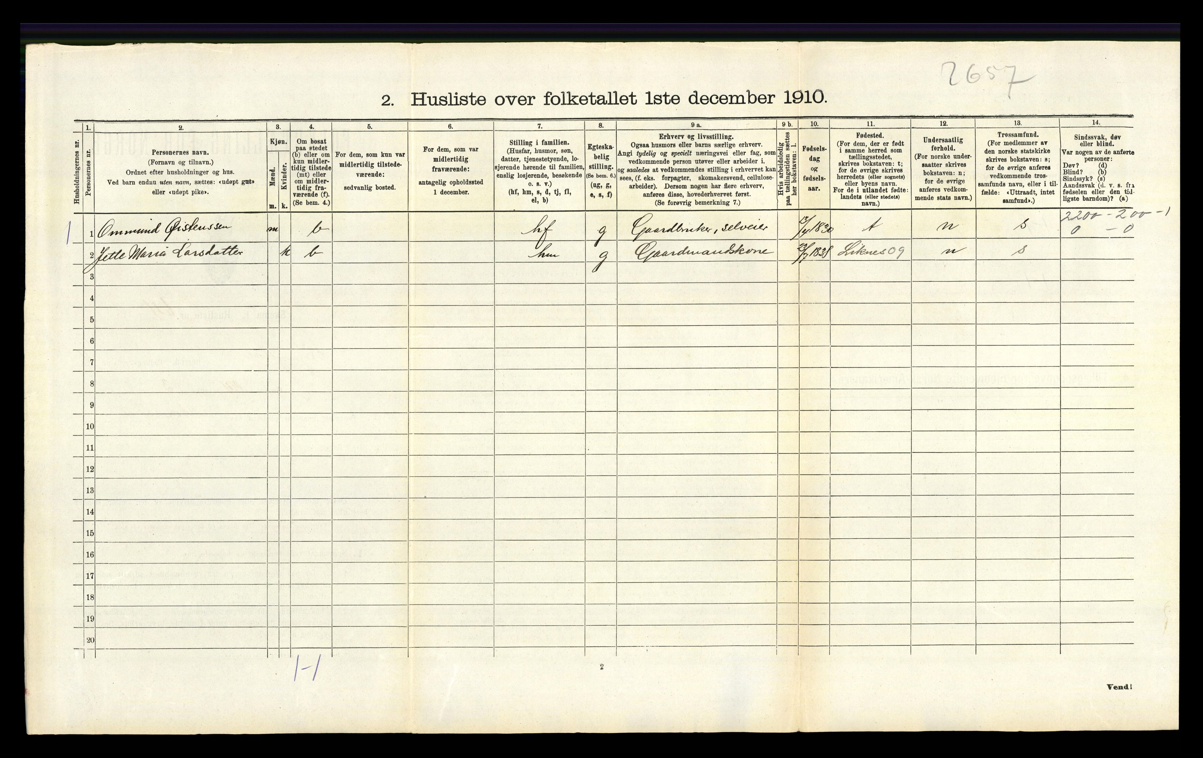 RA, 1910 census for Lyngdal, 1910, p. 617